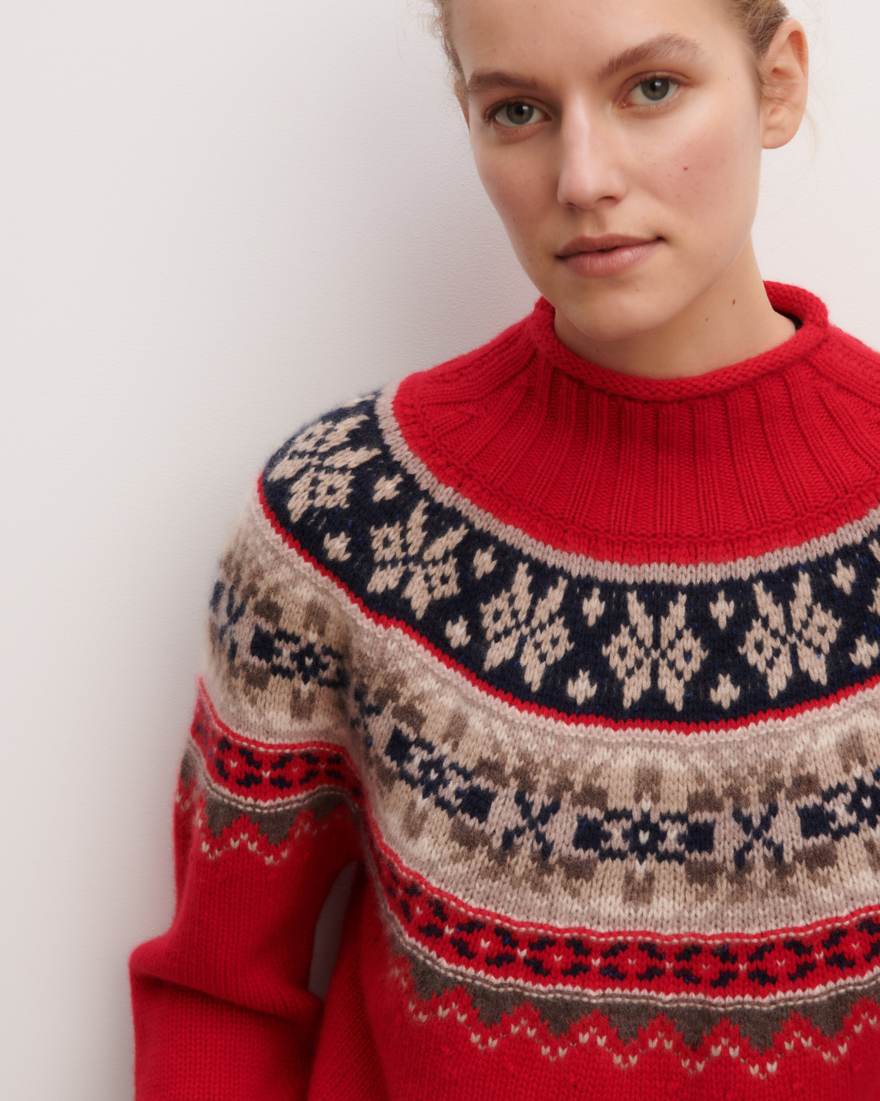 Pull col montant fairisle-POPPY-100% cachemire