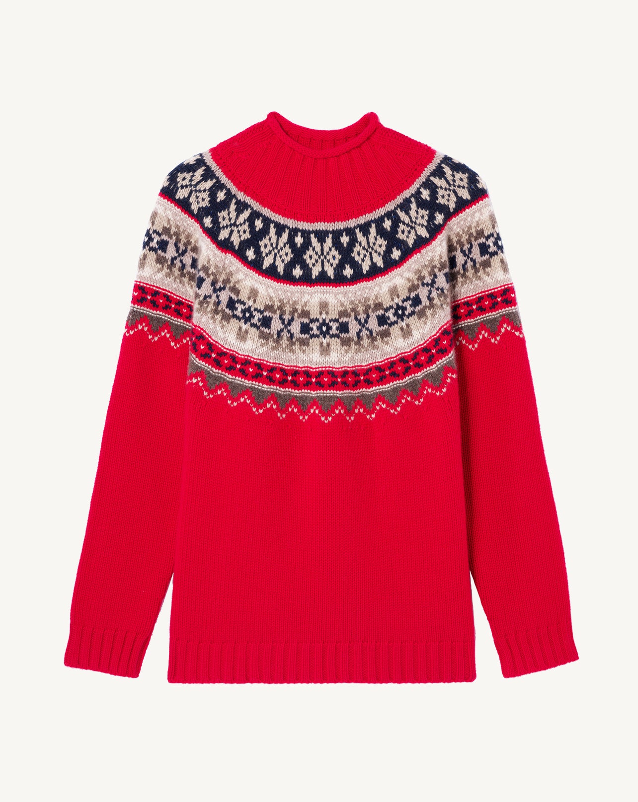 Pull col montant fairisle-POPPY-100% cachemire