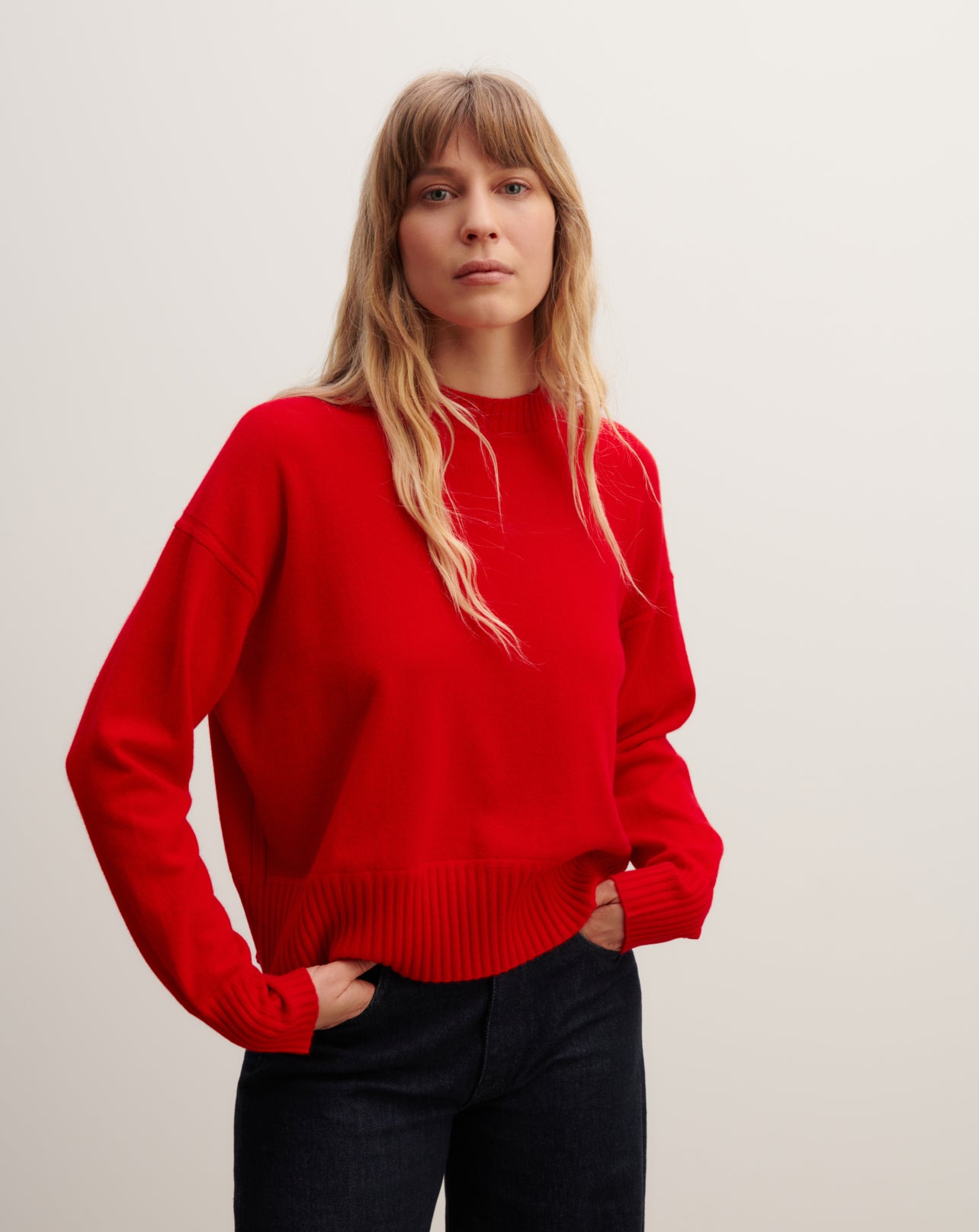 Pull col rond oversized-ROUGE GORGE-70% cachemire 30% soie