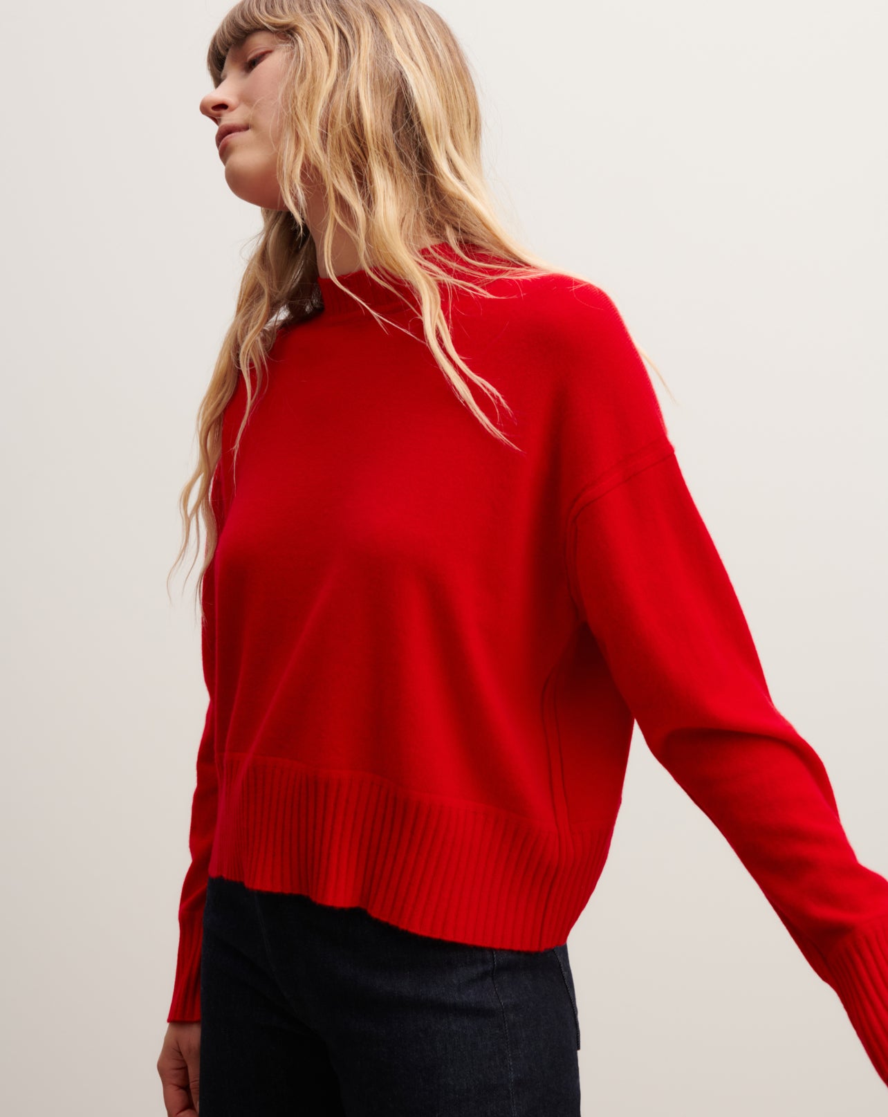 Pull col rond oversized-ROUGE GORGE-70% cachemire 30% soie