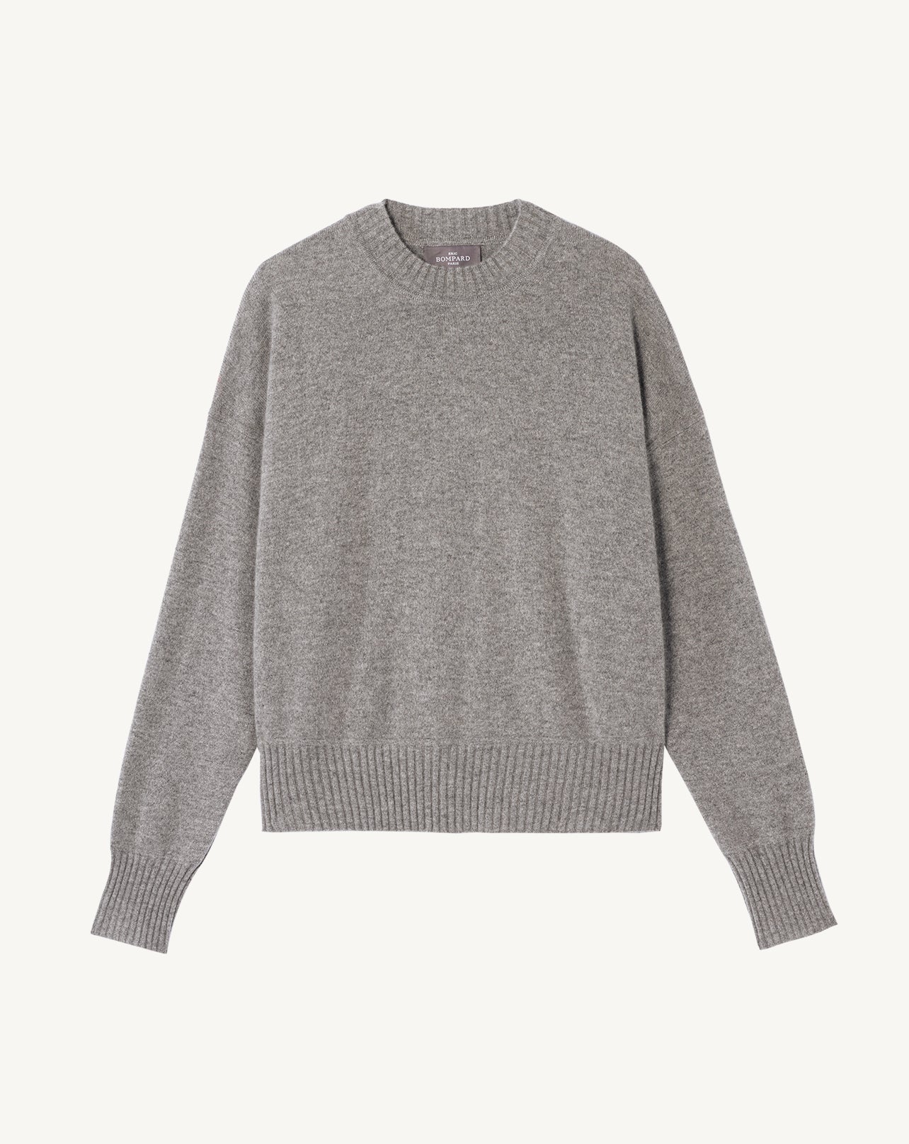 Pull col rond oversized-GRIS METEORITE-70% cachemire 30% soie