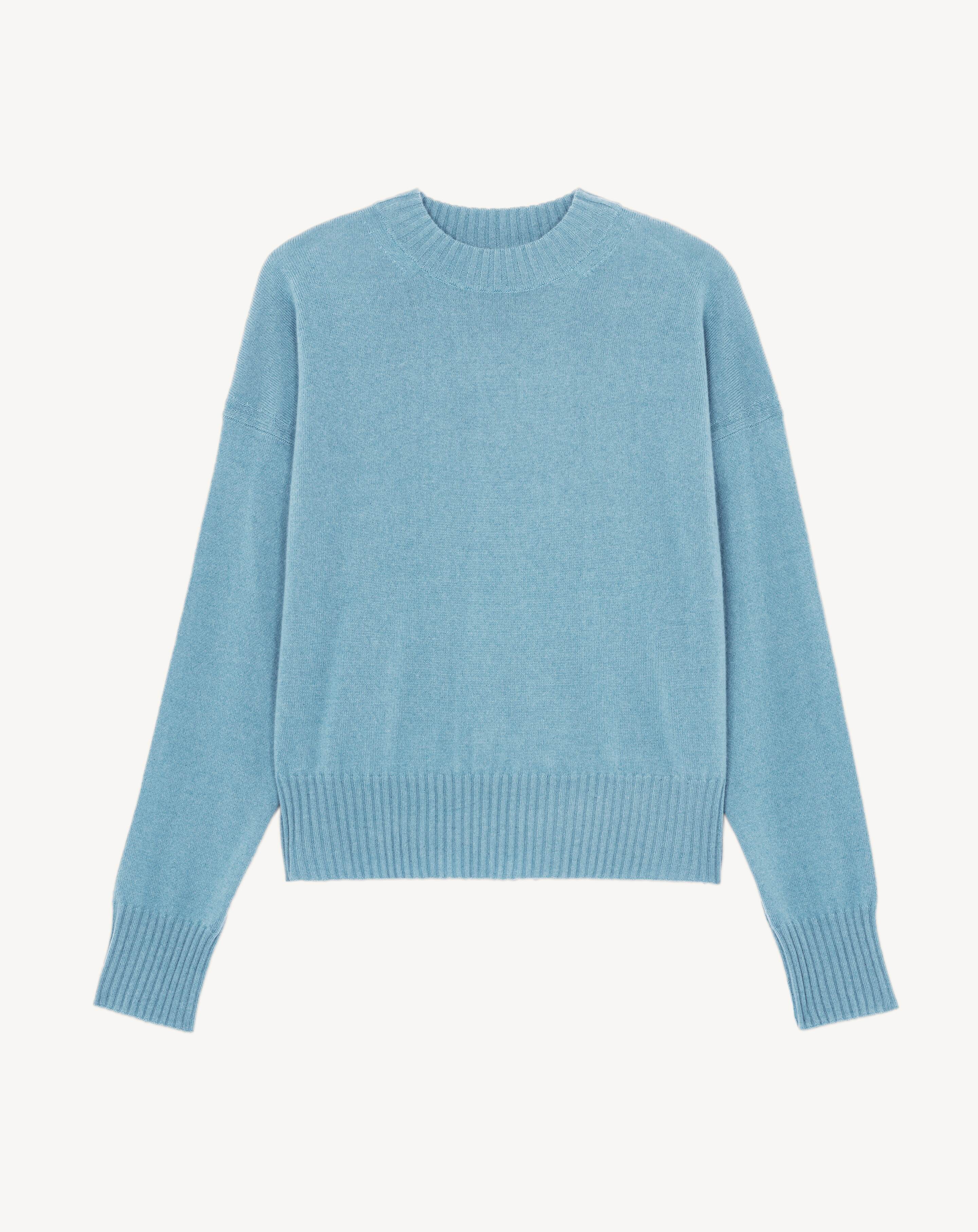 Pull col rond oversized-BLEU HERON-70% cachemire 30% soie