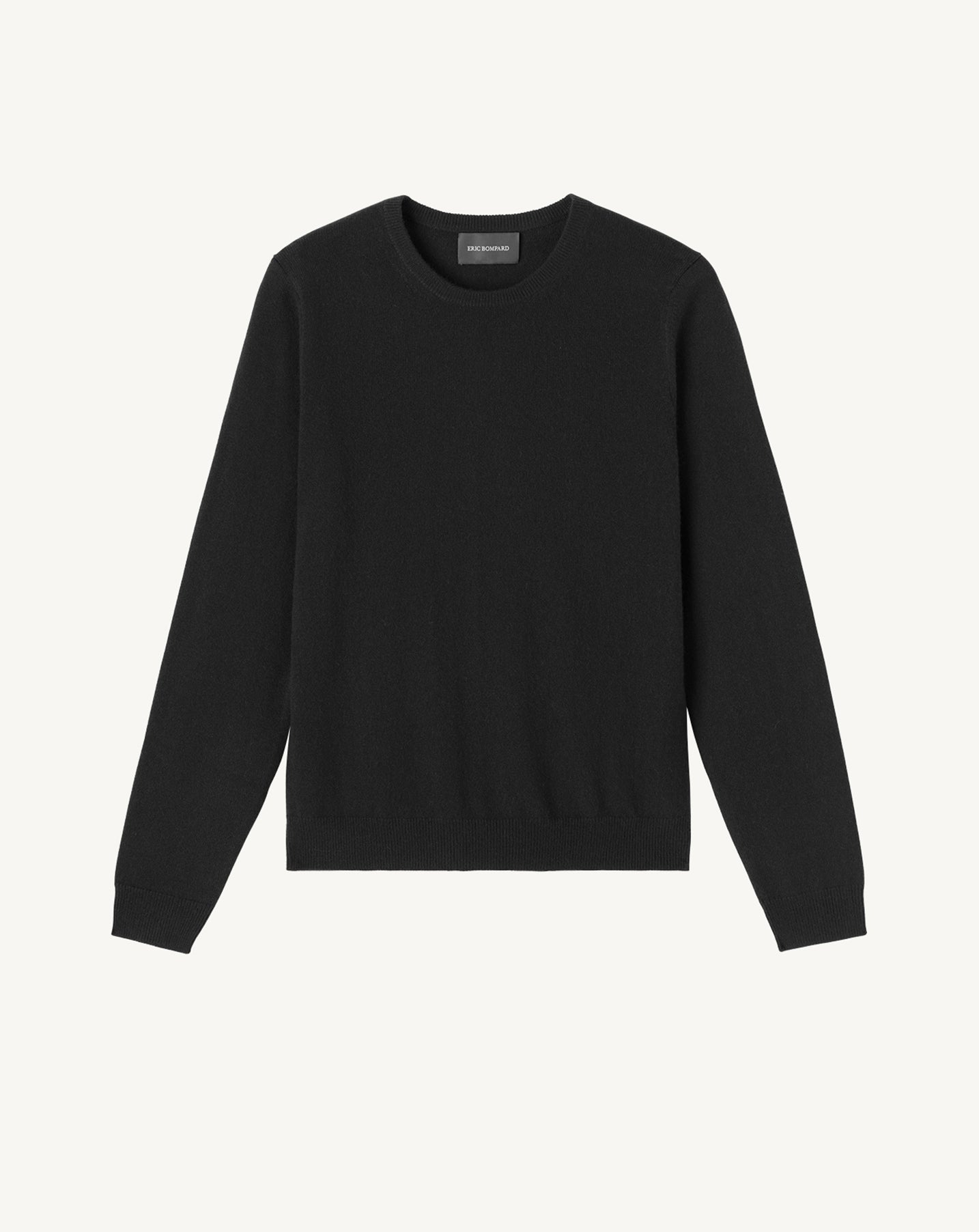 Pull col rond classique-NOIR-100% CACHEMIRE