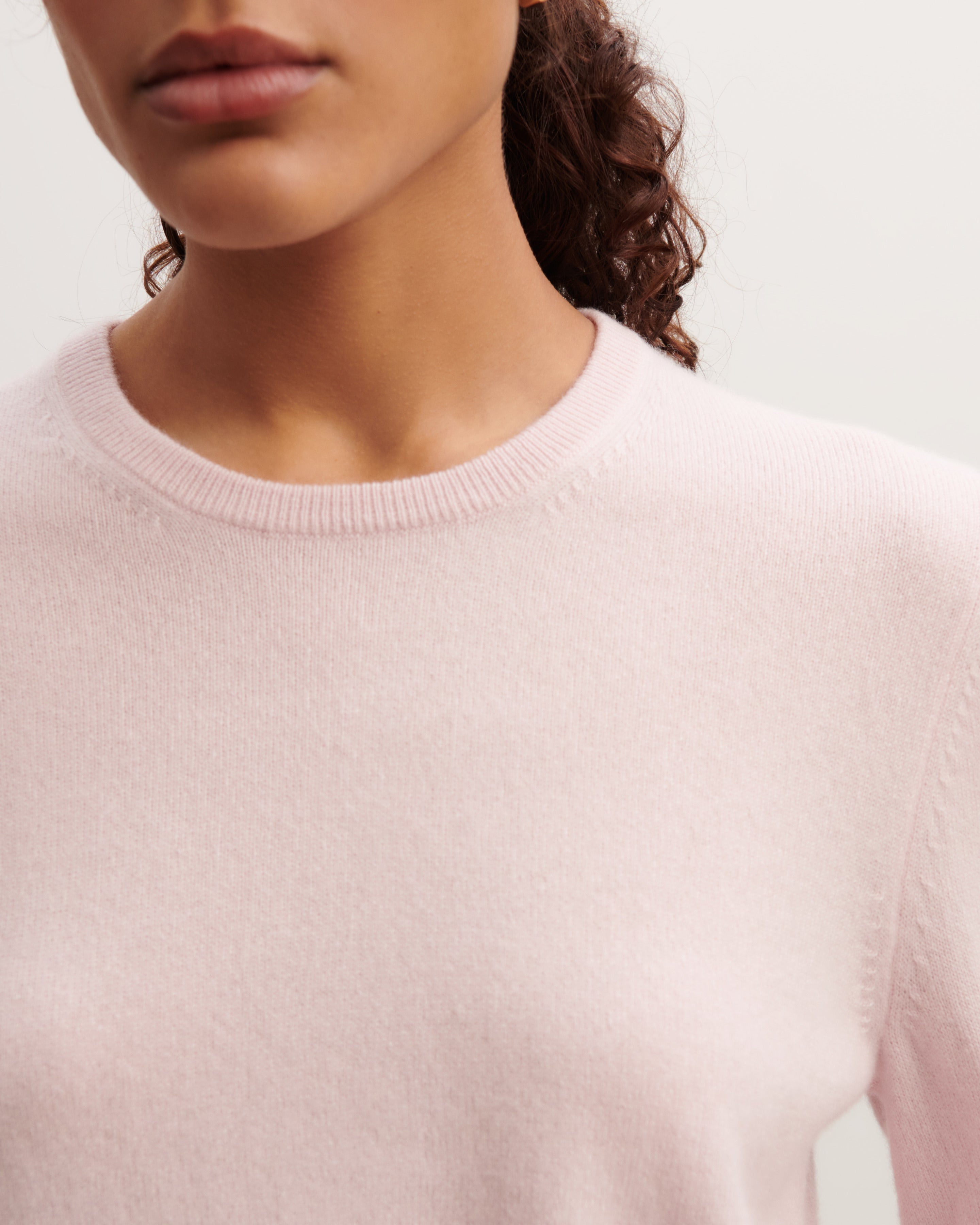 Pull col rond classique-CERISIER-100% cachemire