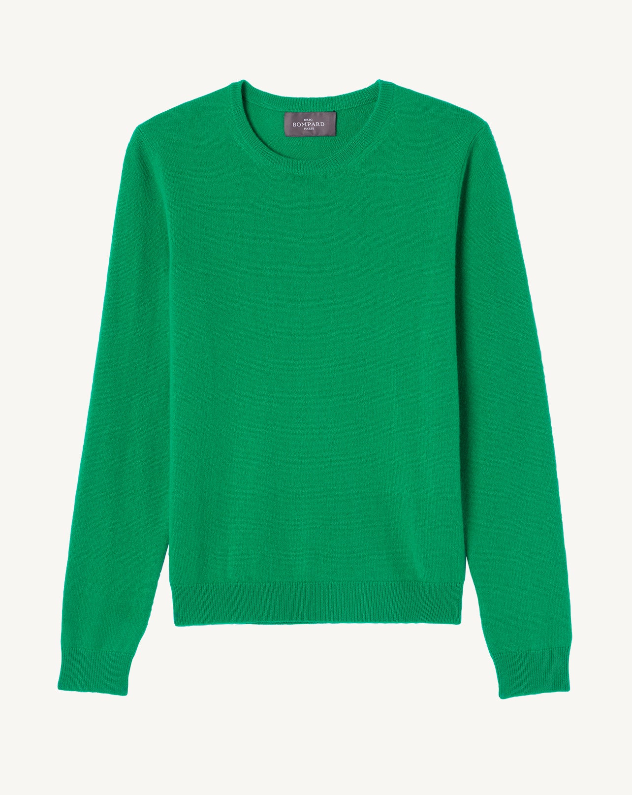 Pull col rond classique-VERT CAROUBY-100% cachemire