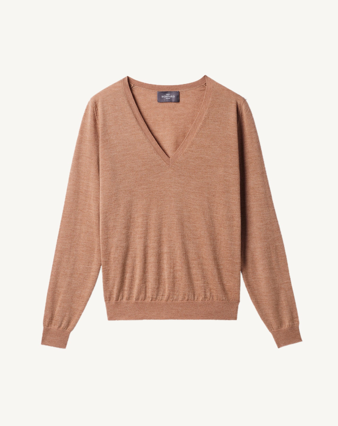 Pull V ultrafin-CARAMEL-100% CACHEMIRE