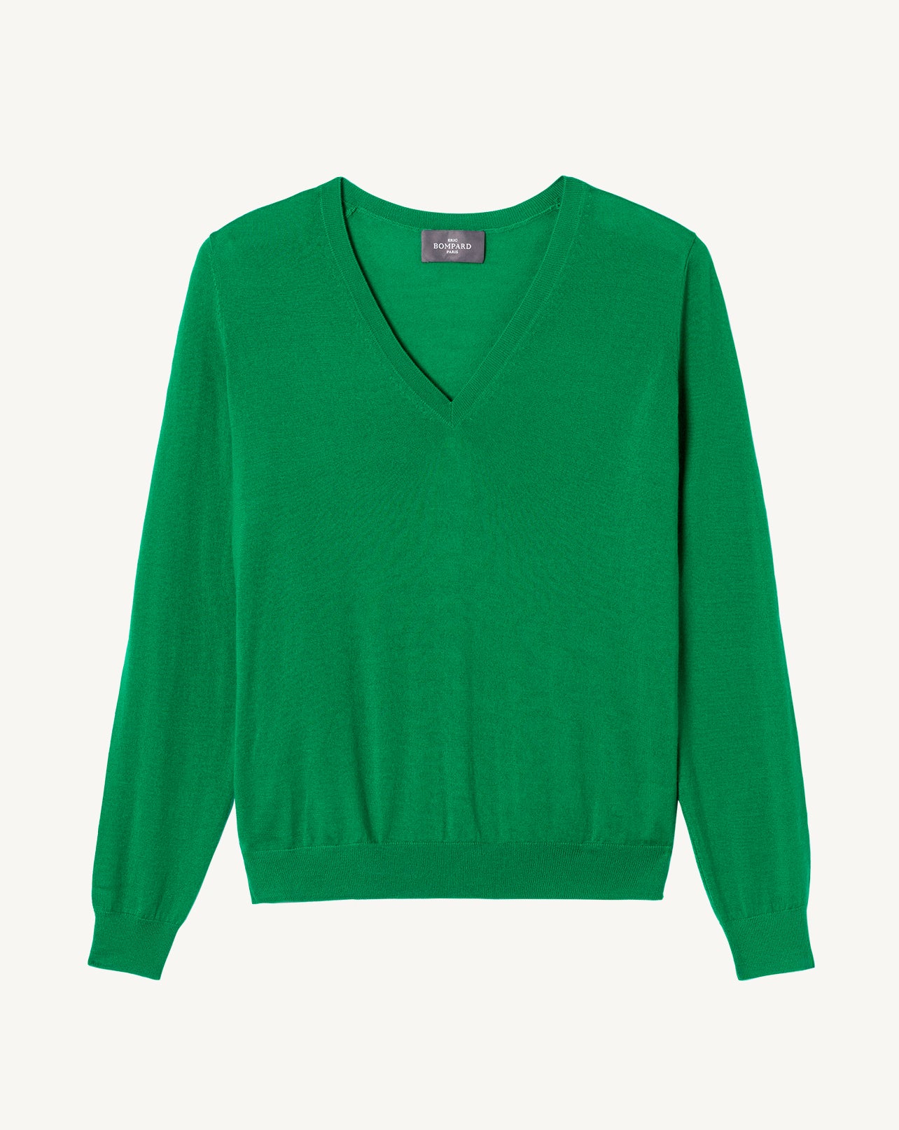 Pull col V ultrafin-VERT CAROUBY-100% cachemire