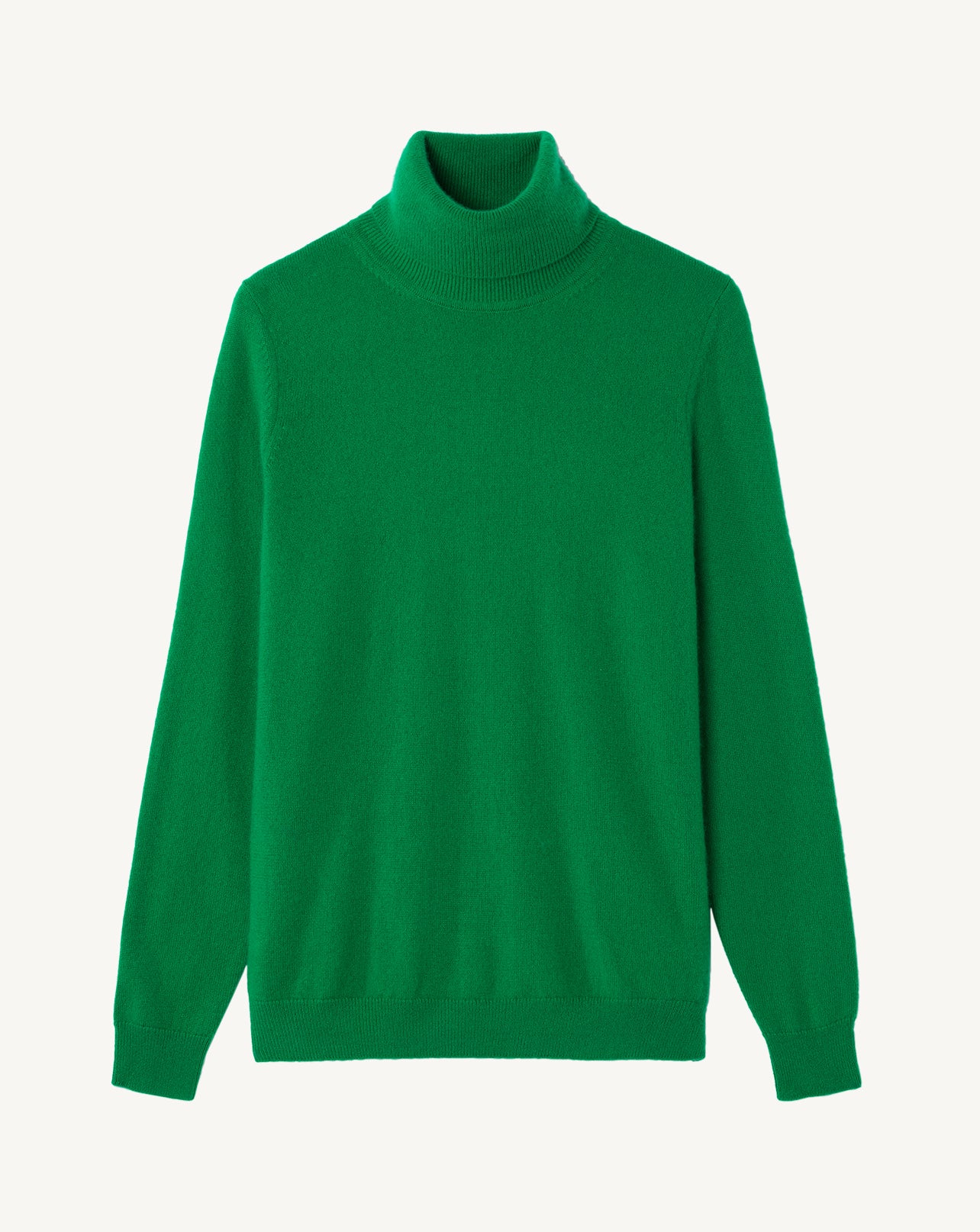 Pull col roulé classique-VERT CAROUBY-100% cachemire