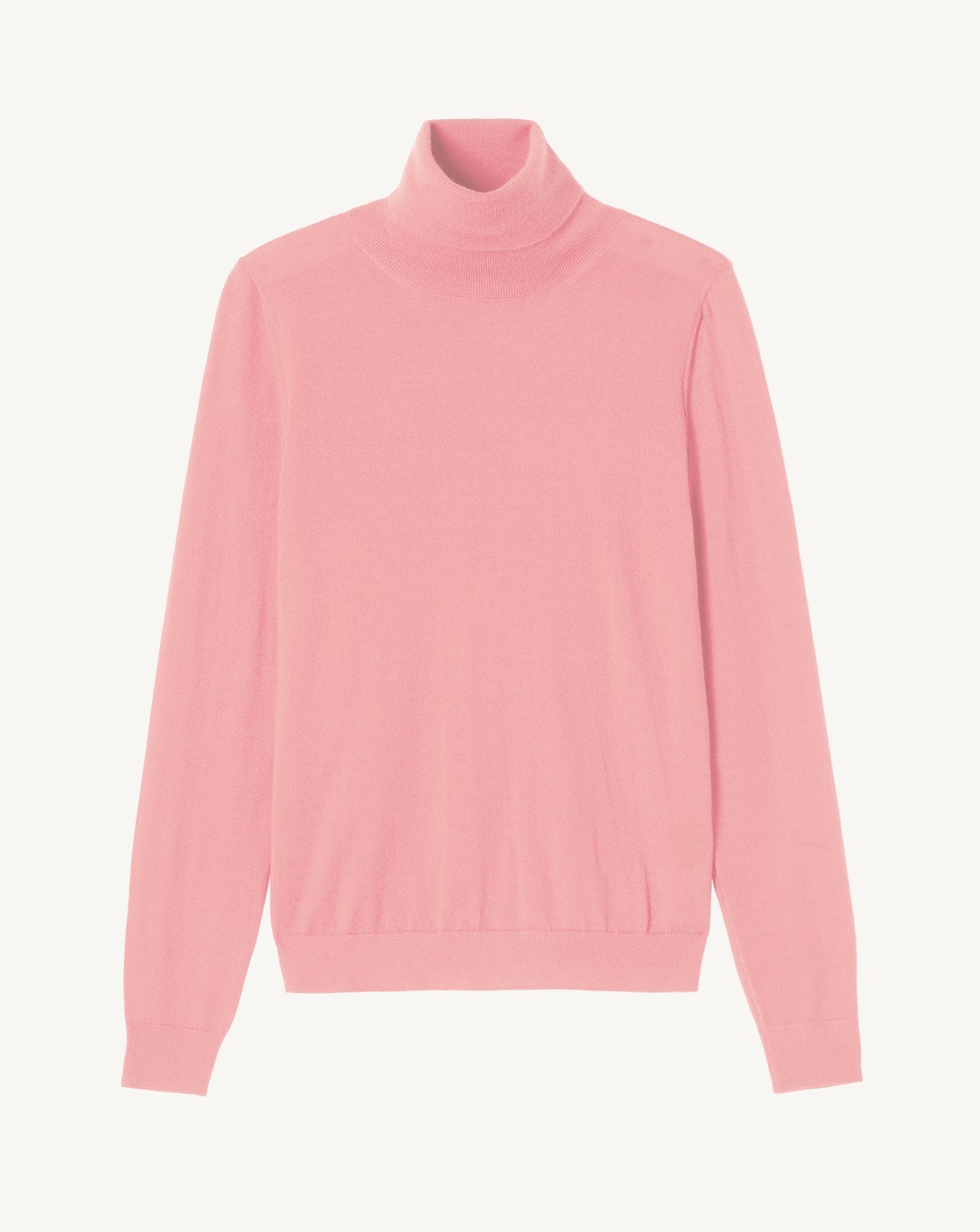 Pull col roulé ultrafin-ROSE RETRO-100% cachemire