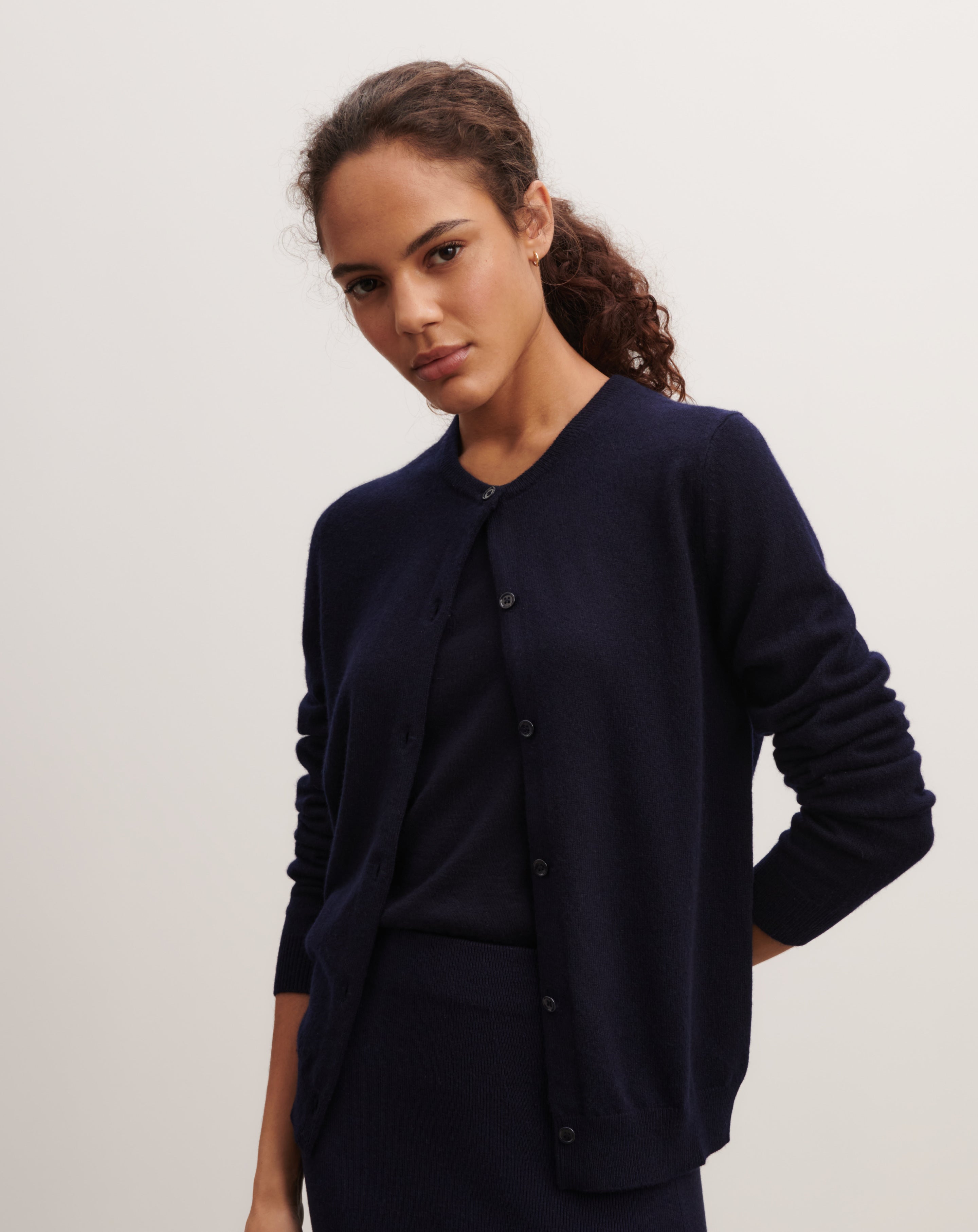 Cardigan classique-MARINE-100% cachemire