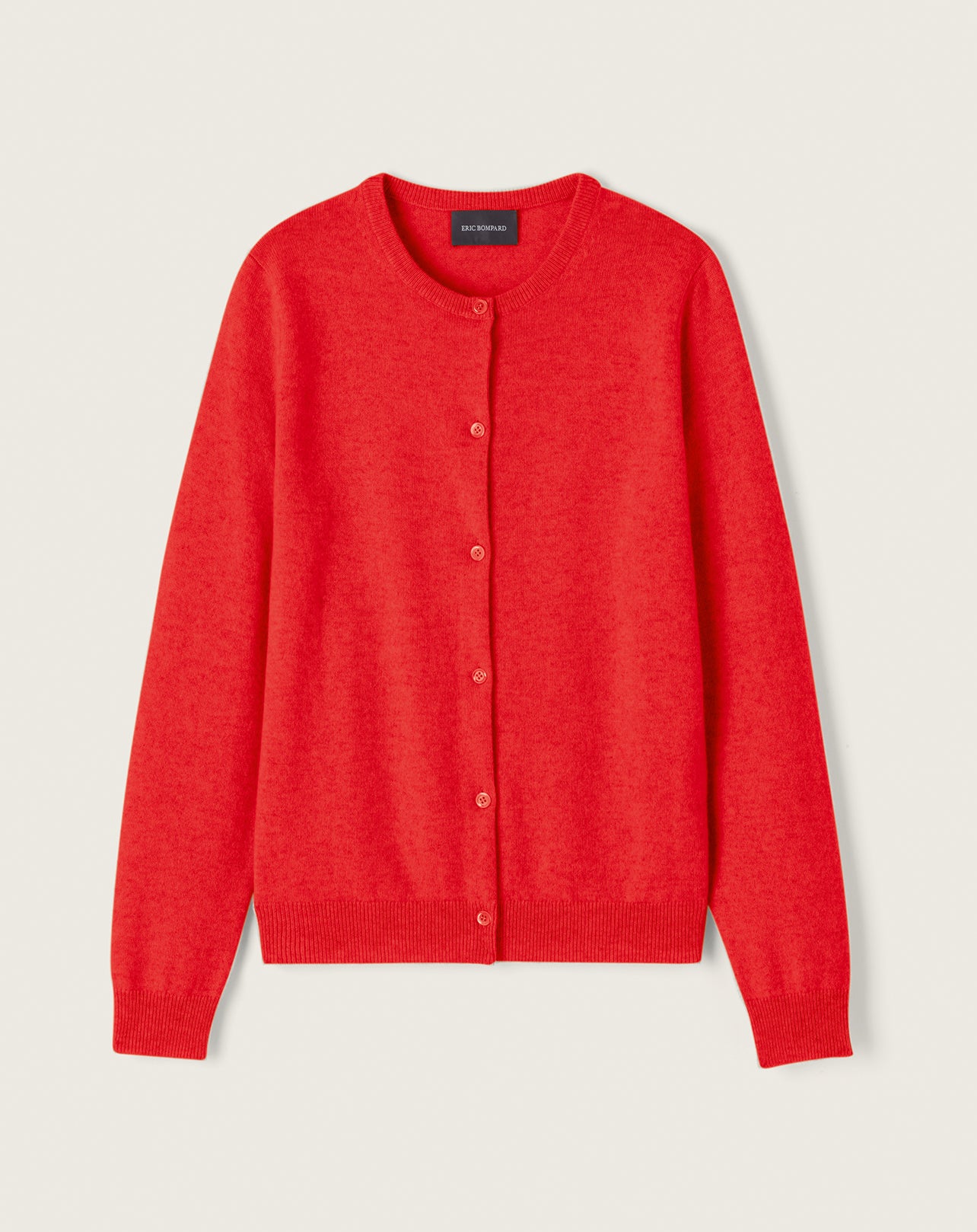 Cardigan classique-ROUGE GORGE-100% CACHEMIRE