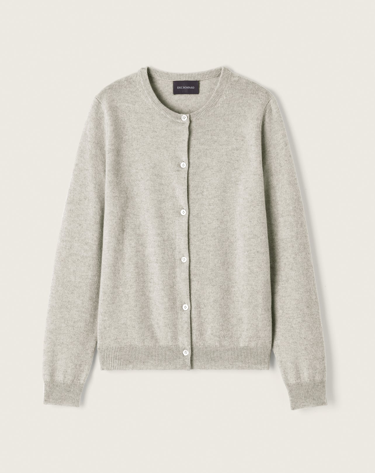 Cardigan classique-GRIS ARGENTE-100% CACHEMIRE