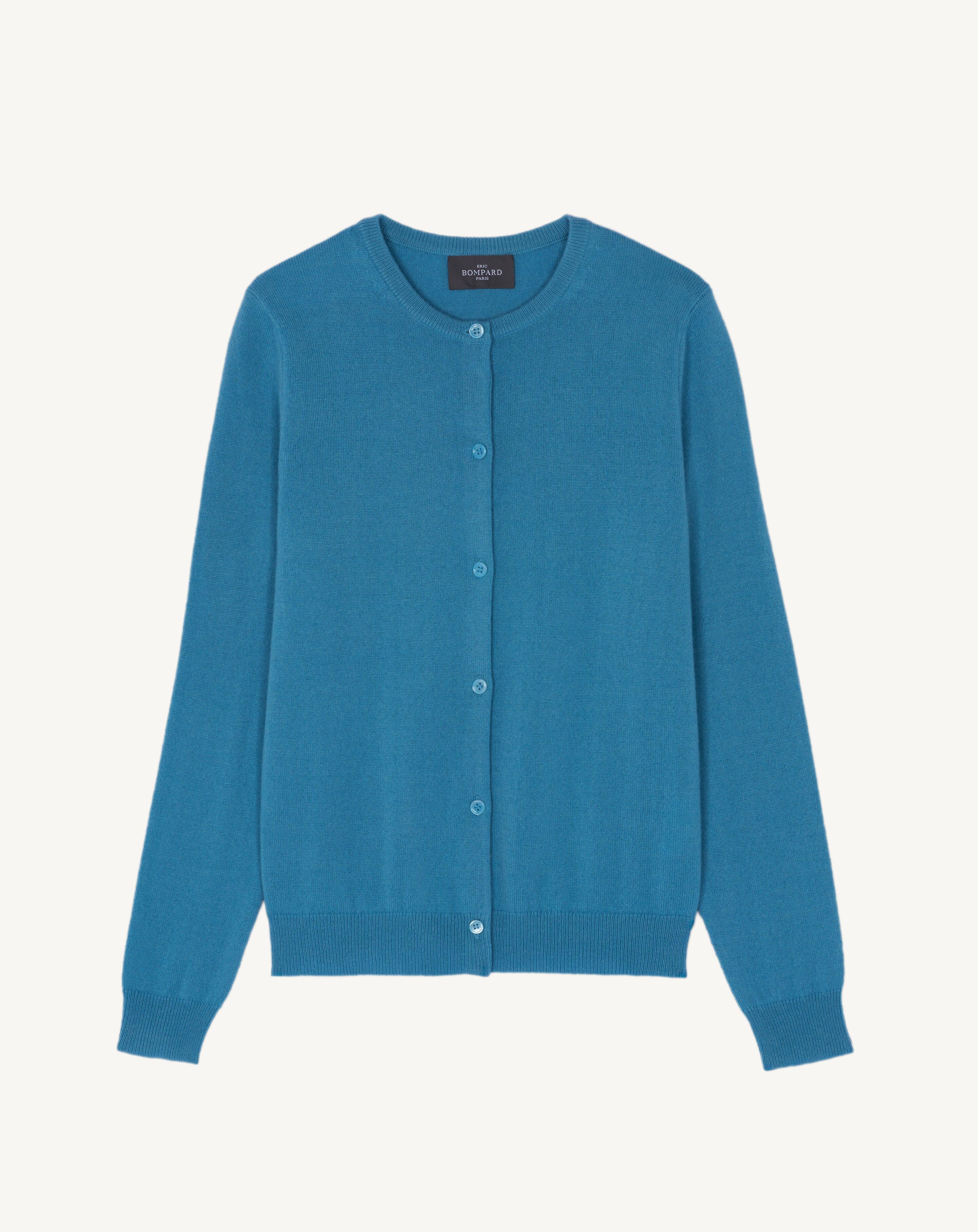 Cardigan classique-BLEU HERON-100% cachemire