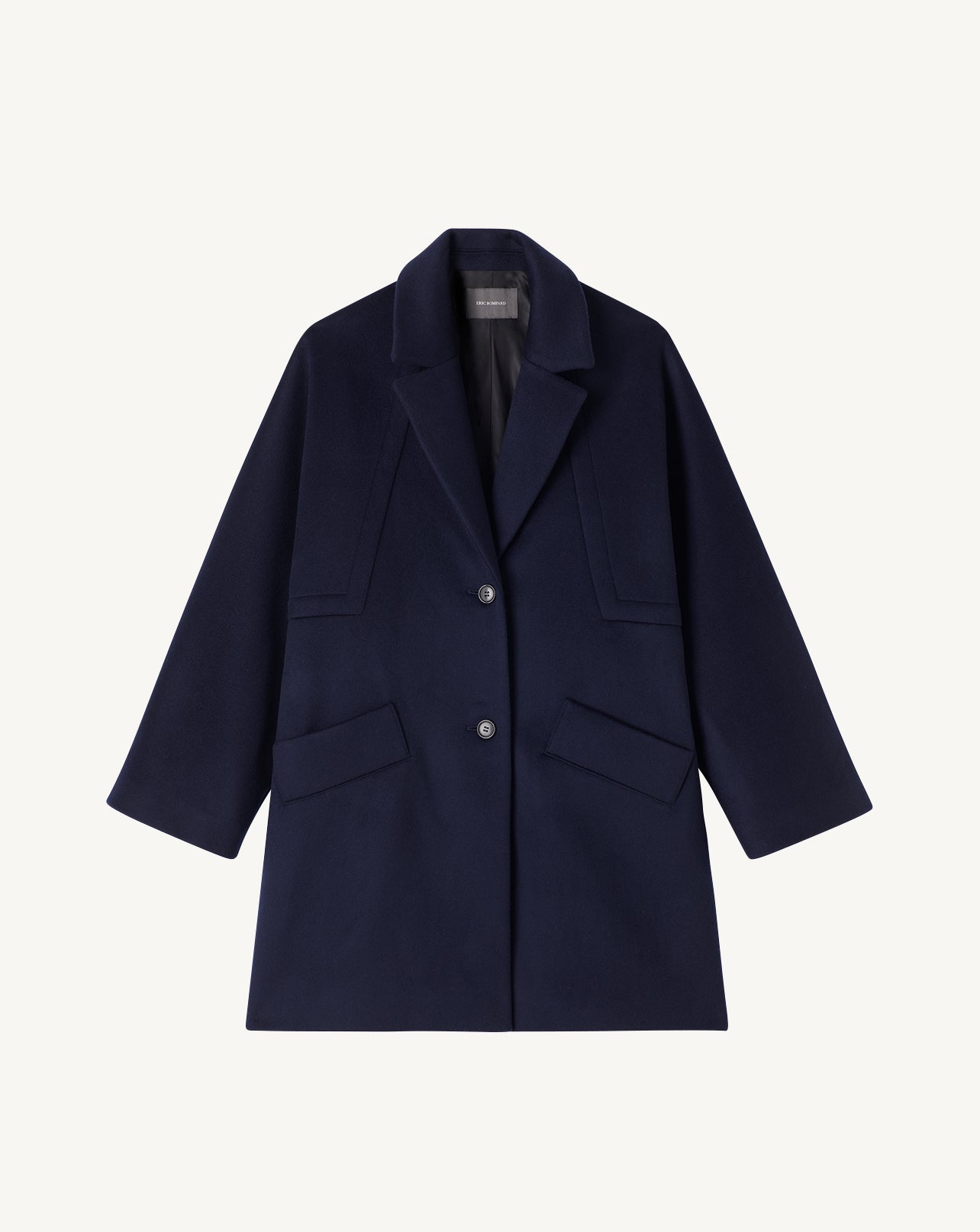 Manteau oversize double face découpes géométriques-MARINE-90% laine 10% cachemire