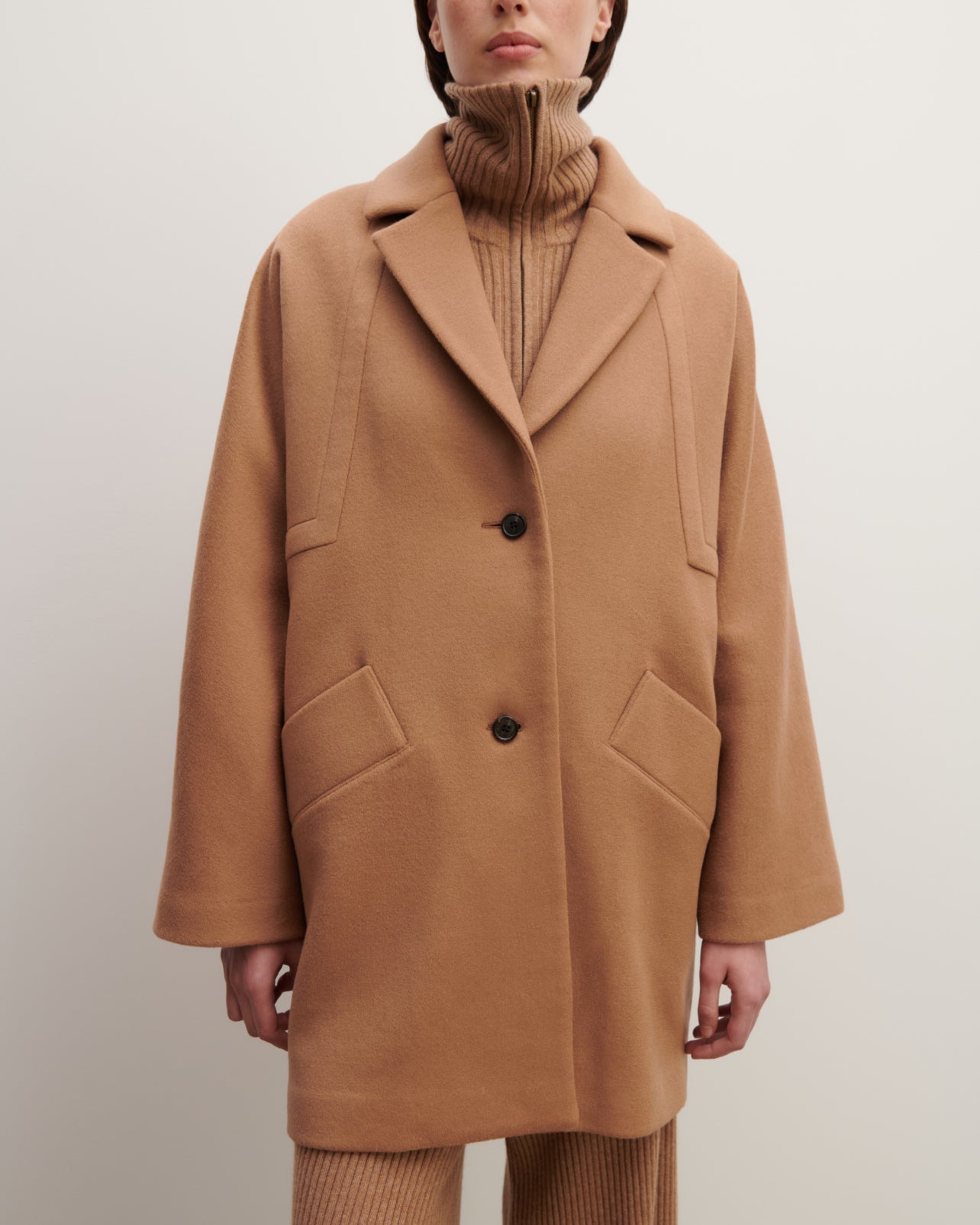 Manteau oversize double face découpes géométriques-VICUNA-90% laine 10% cachemire