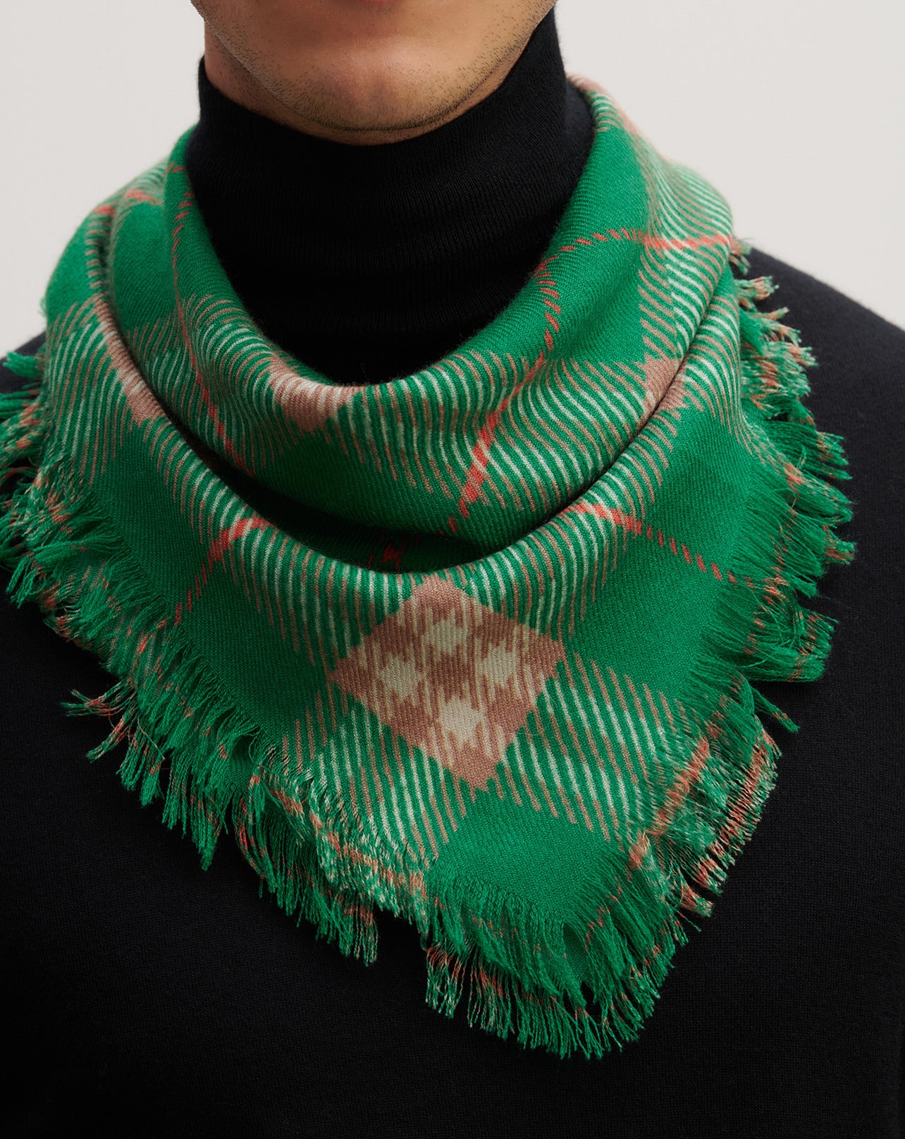 Burberry Scarf sale Green Plaid Signature Silk Square 22