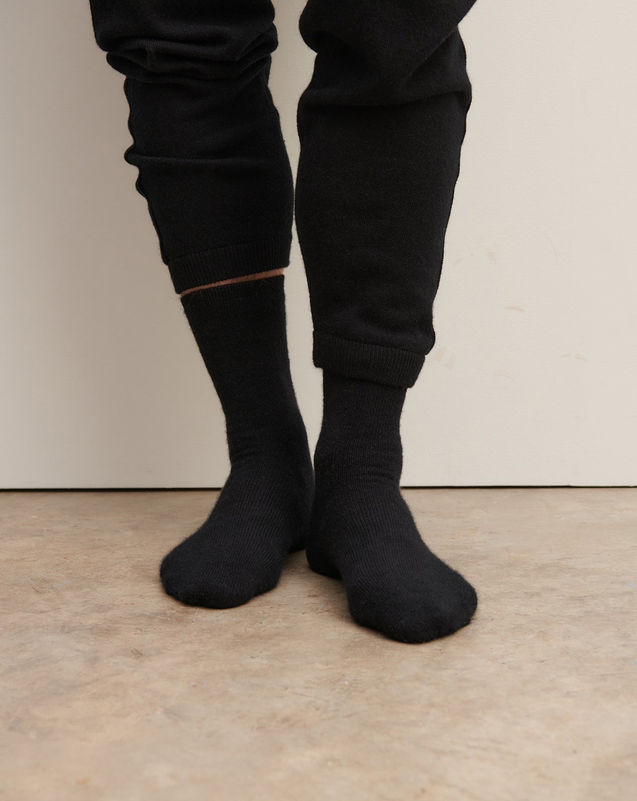 Chaussettes basses unies-NOIR-87% cachemire 13% elasthane