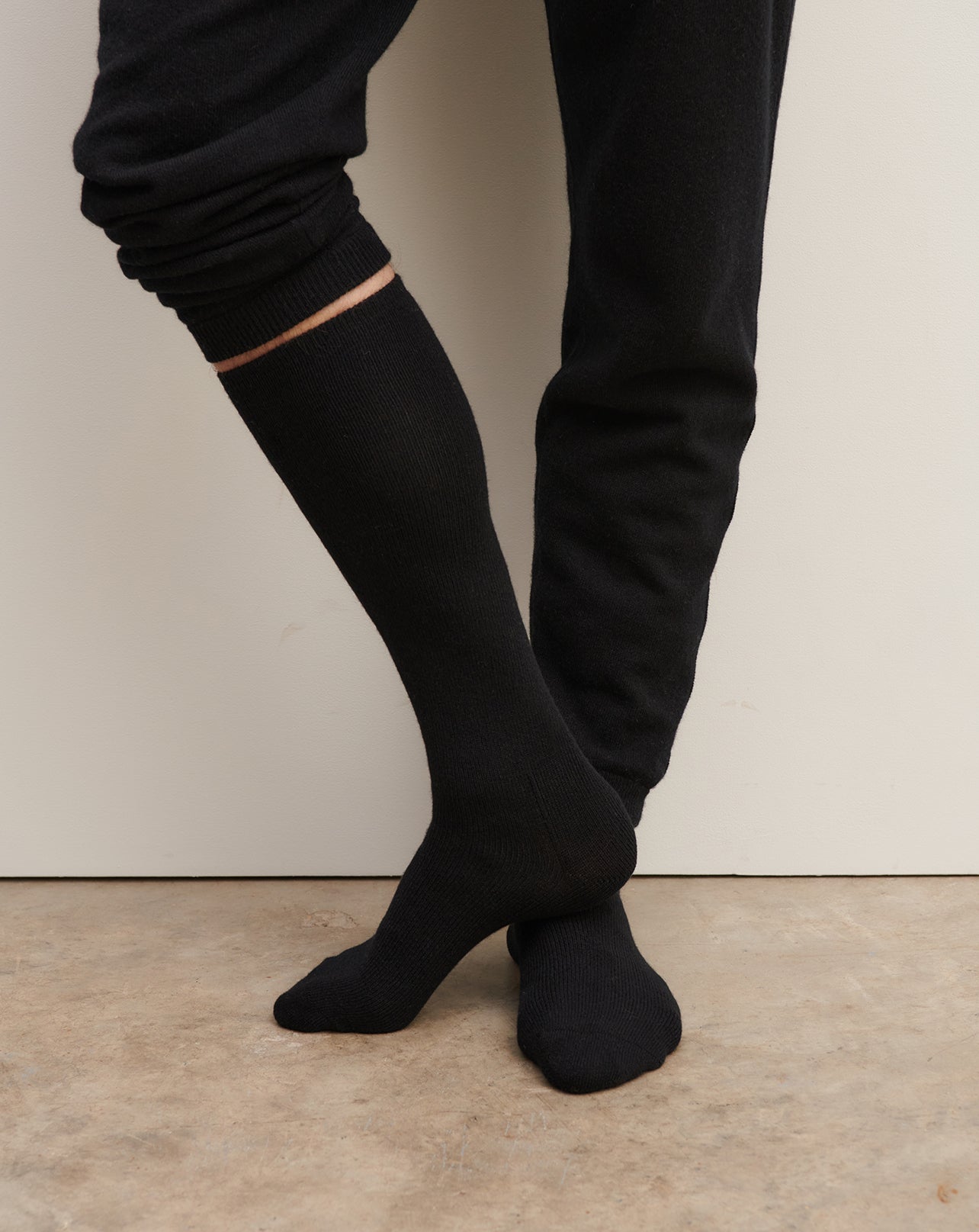 Chaussettes hautes-NOIR-90% cachemire 10% elasthanne