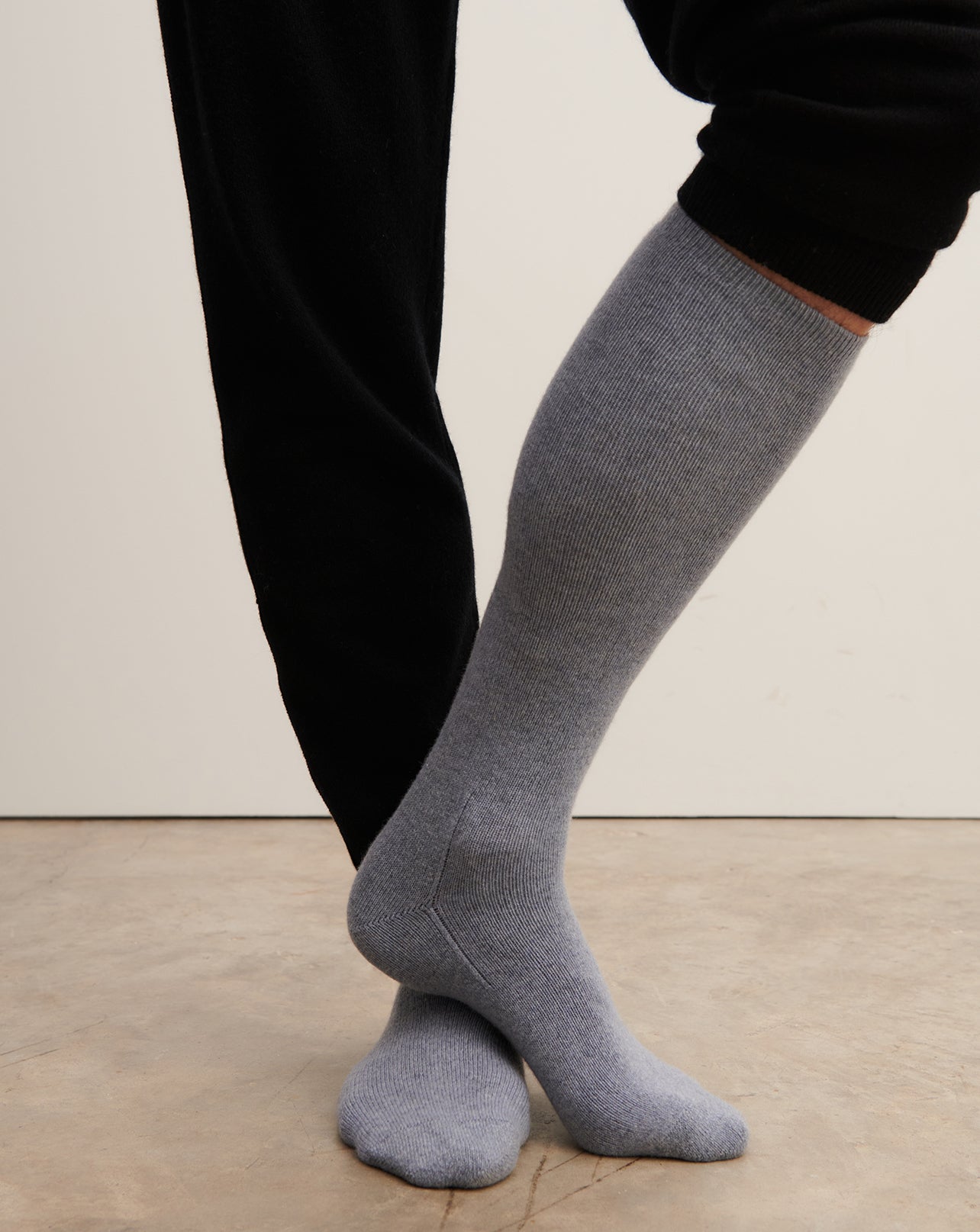 Chaussettes hautes-BLEU MONTAGNE-90% cachemire 10% elasthanne