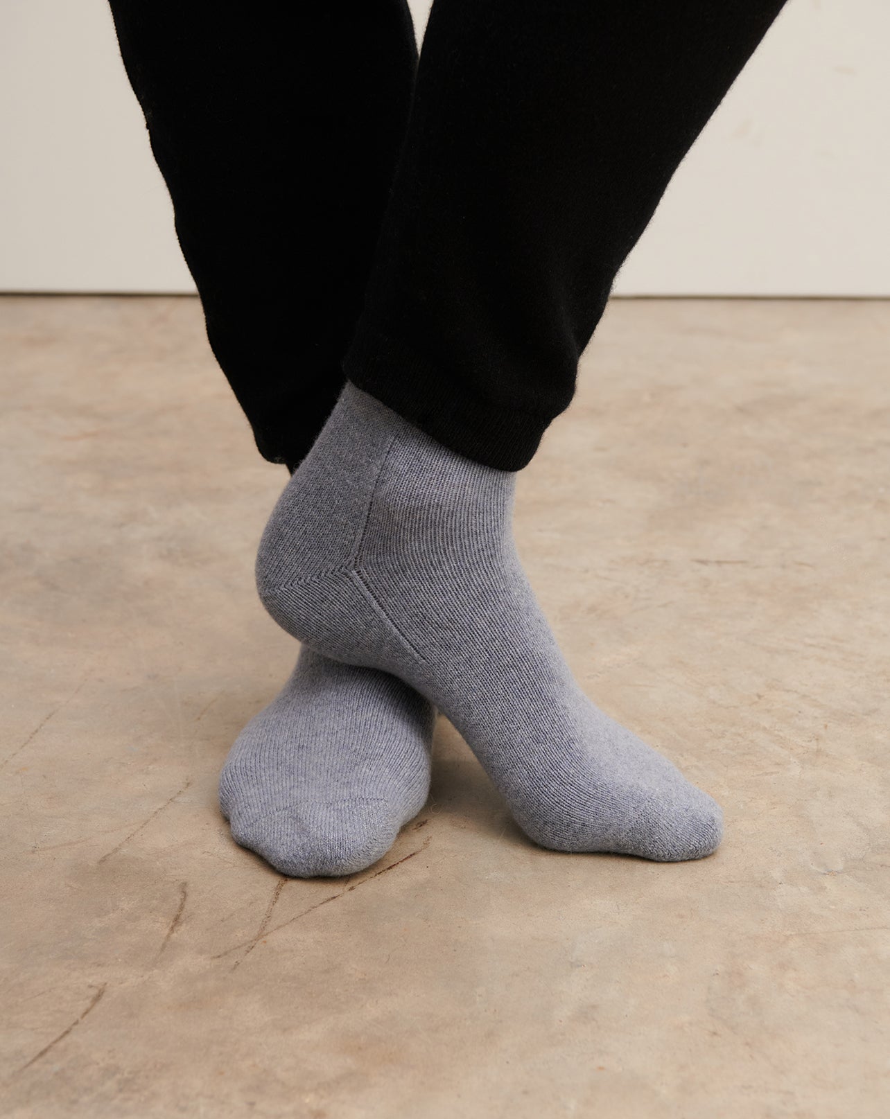 Chaussettes hautes-BLEU MONTAGNE-90% cachemire 10% elasthanne