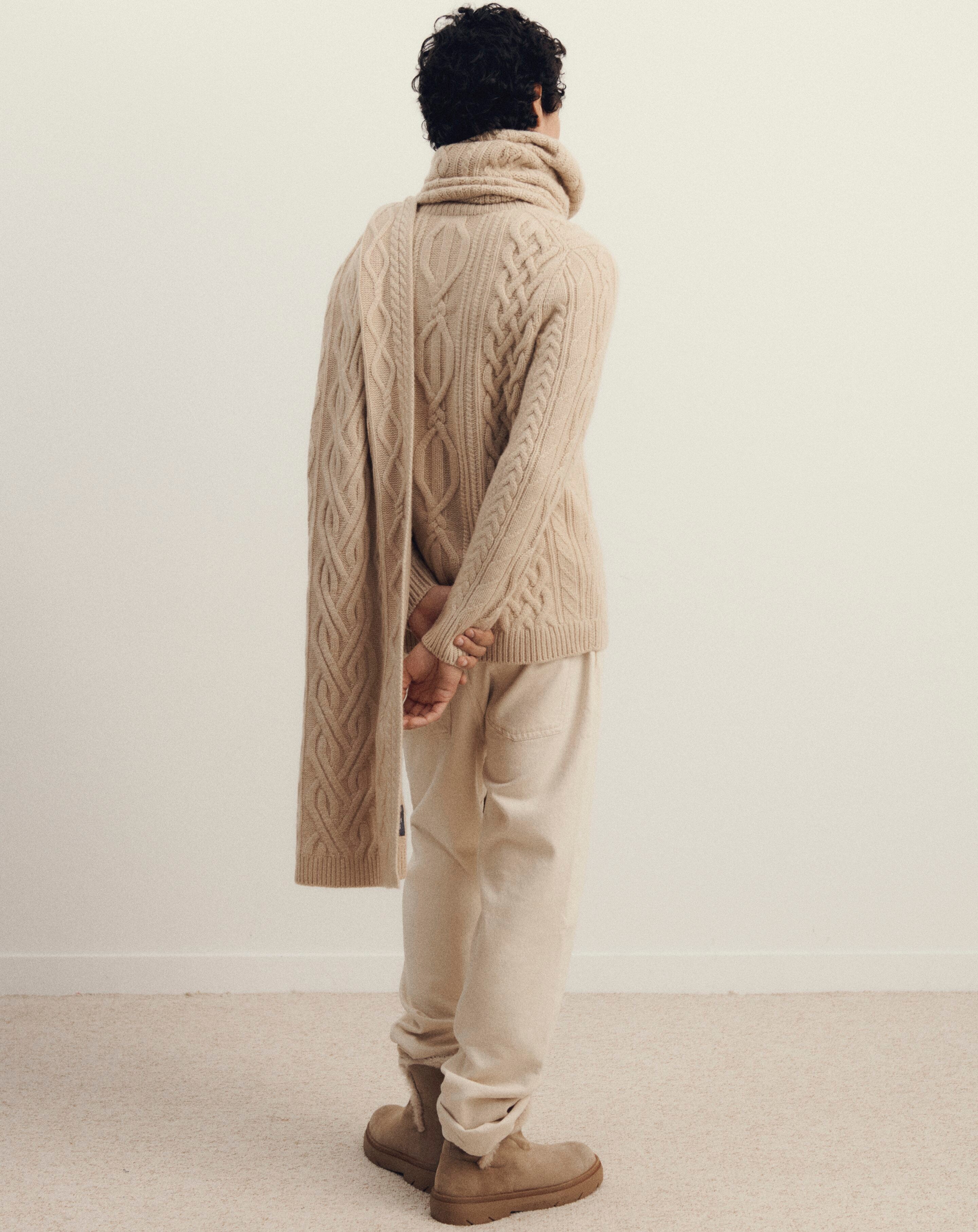 Écharpe oversize torsades-BEIGE-100% cachemire