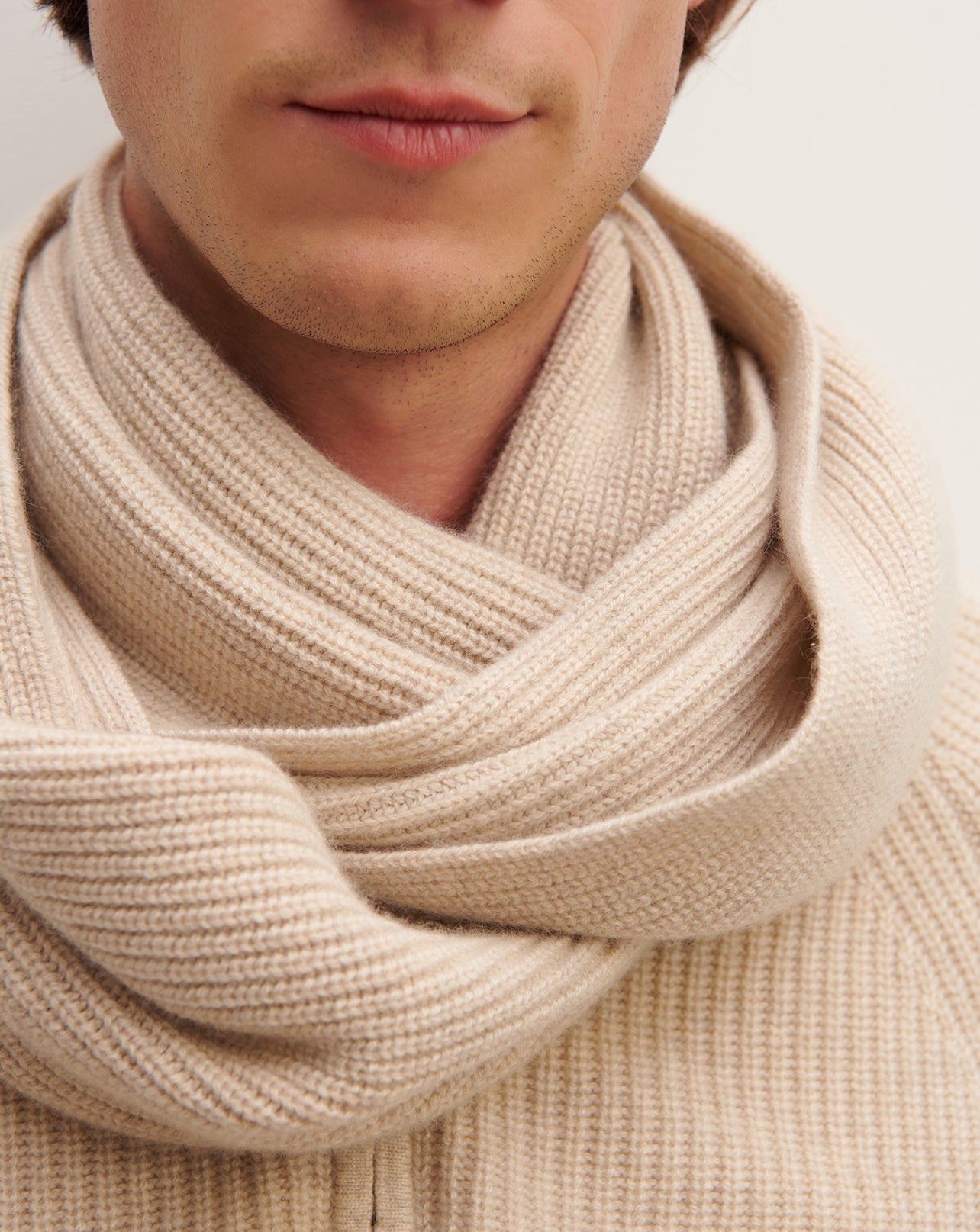 Ribbed snood in Cachemire Women oat beige | Eric Bompard