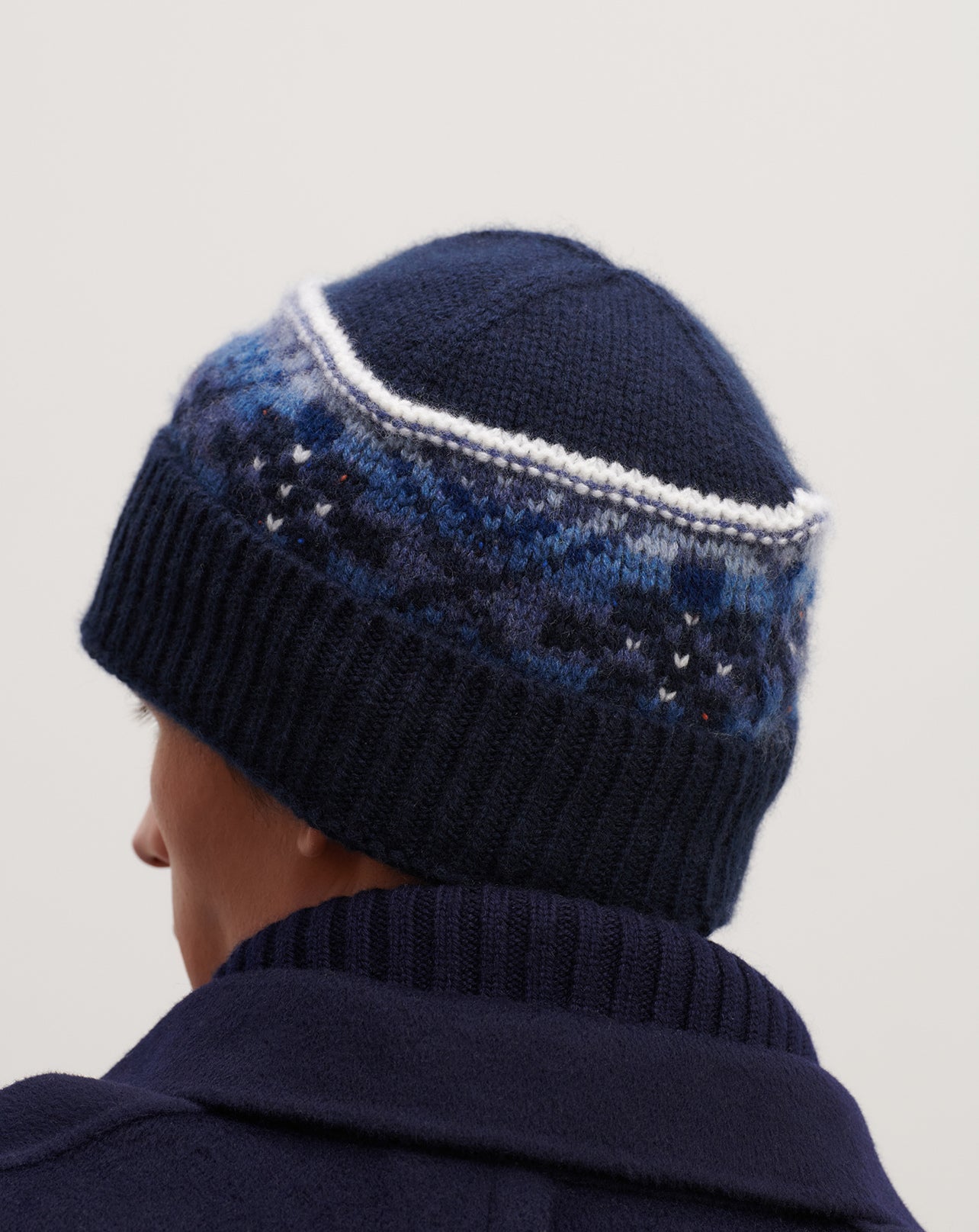 Bonnet fairisle-MARINE-100% cachemire