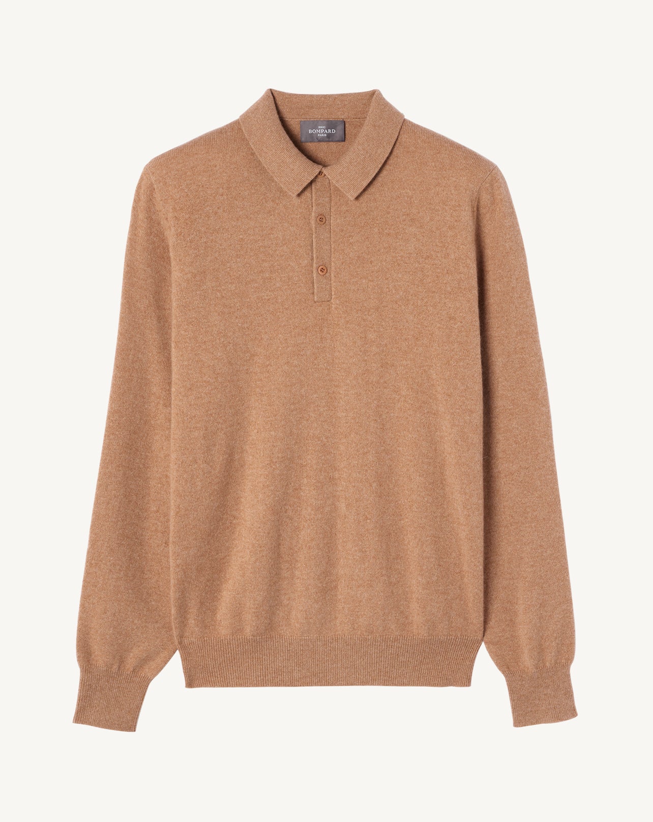 Polo manches longues-CARAMEL-100% cachemire