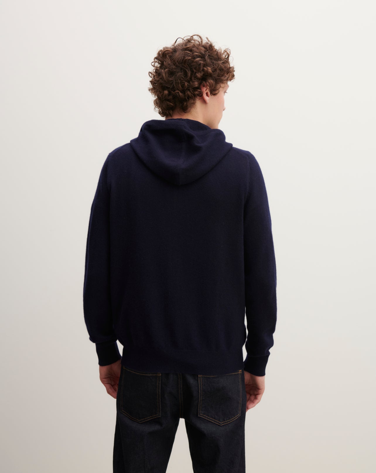 Hoodie zippé-MARINE-100% cachemire