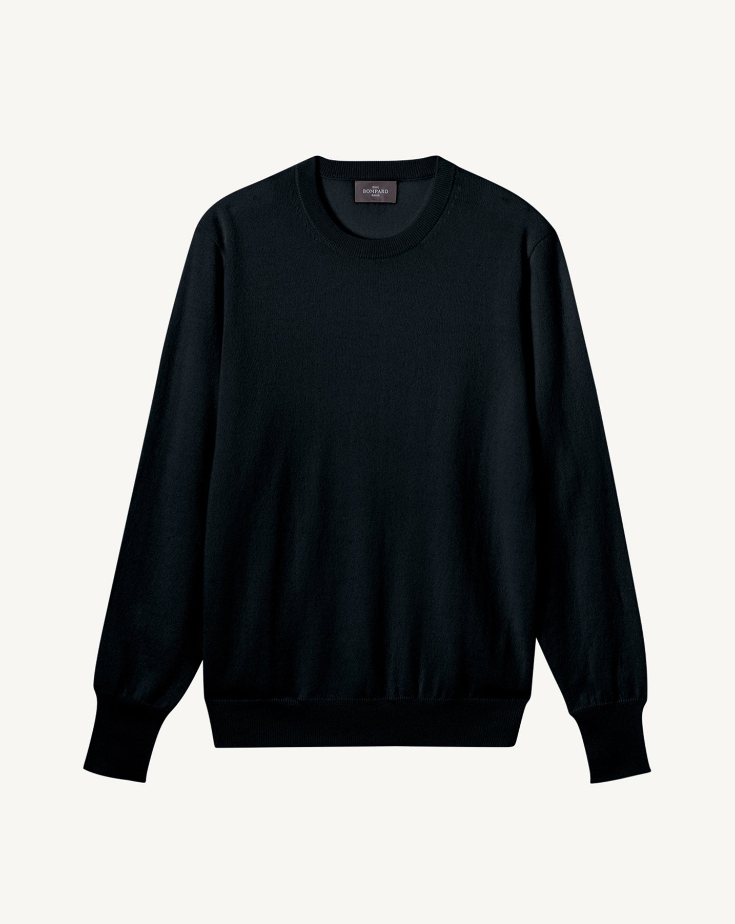 Pull col rond classique-NOIR-100% CACHEMIRE