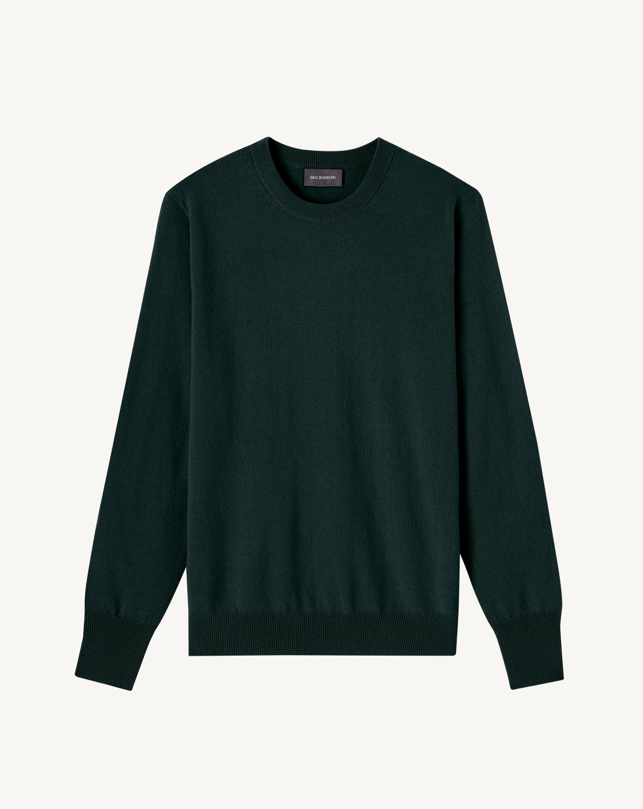 Pull col rond classique-VERT ZURICH-100% cachemire