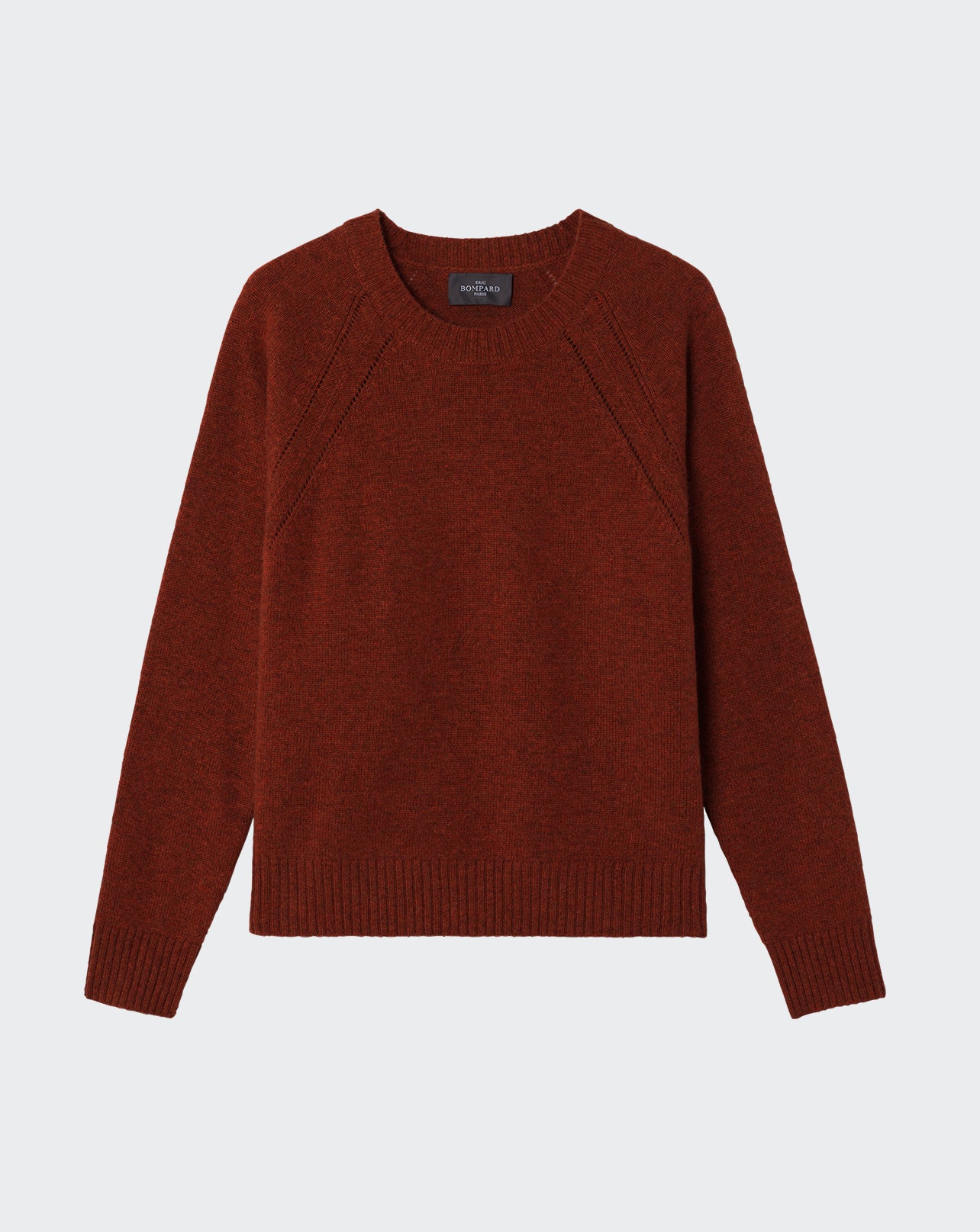 Pull col rond pointelle-CHOCOLAT-100% cachemire