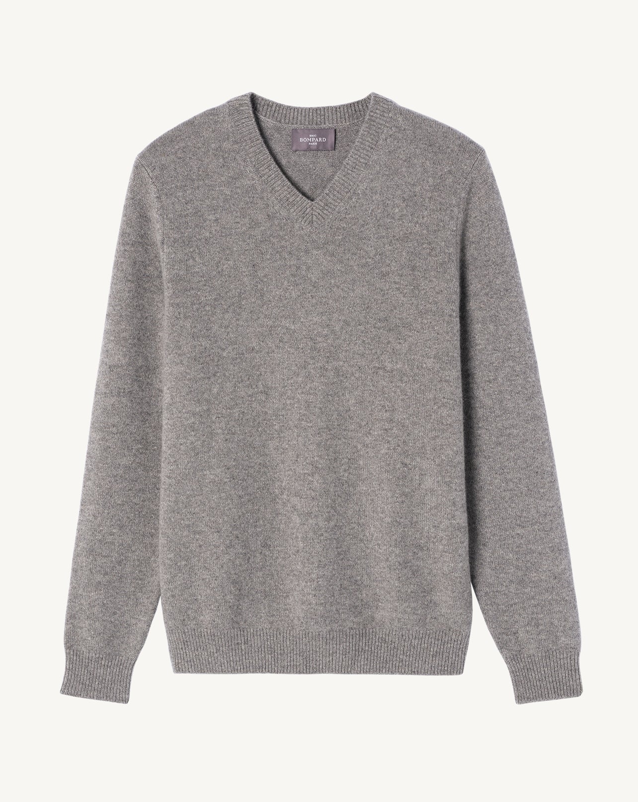 Pull col V-GRIS METEORITE-100% cachemire