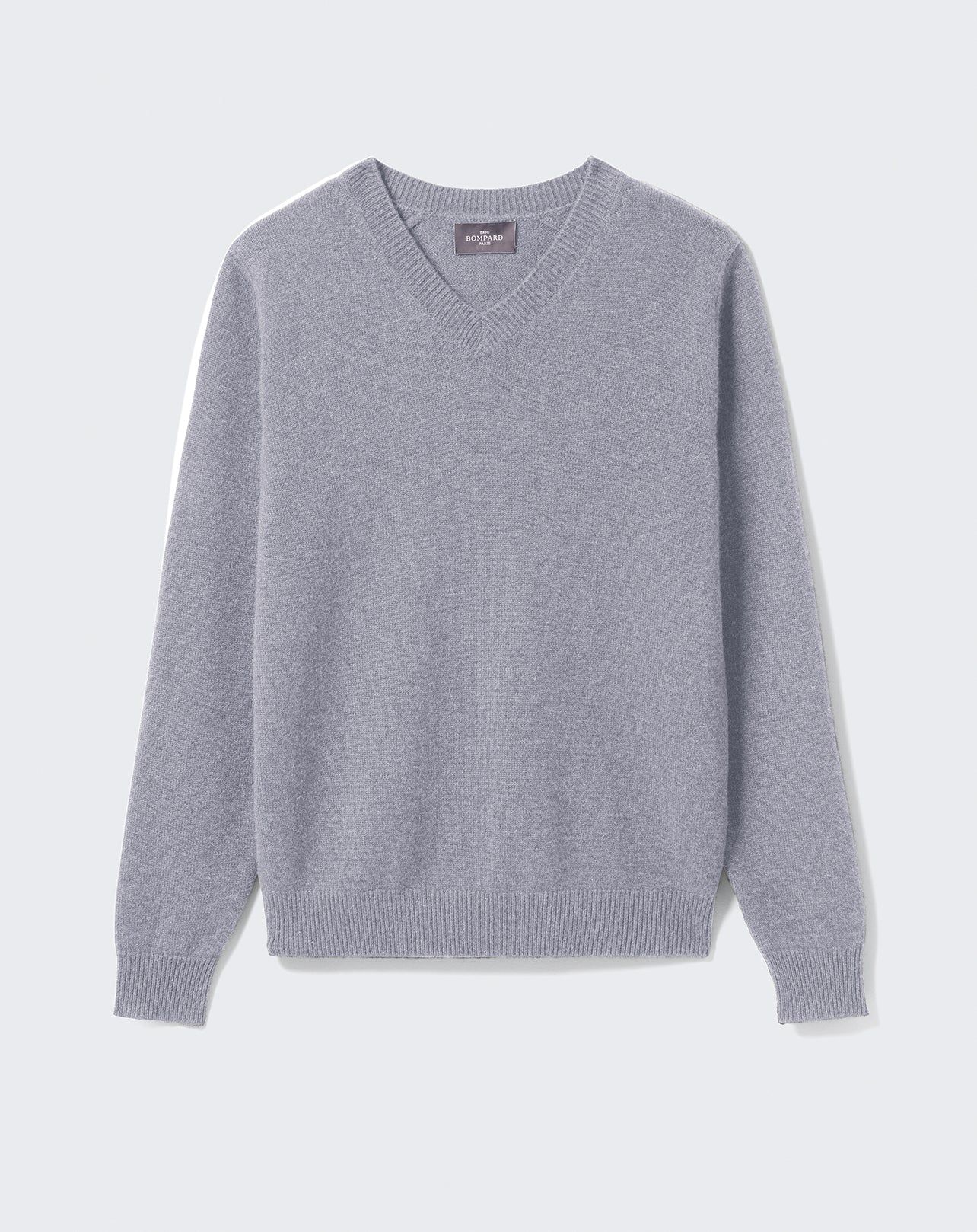 Pull V droit-BLEU MONTAGNE-100% CACHEMIRE