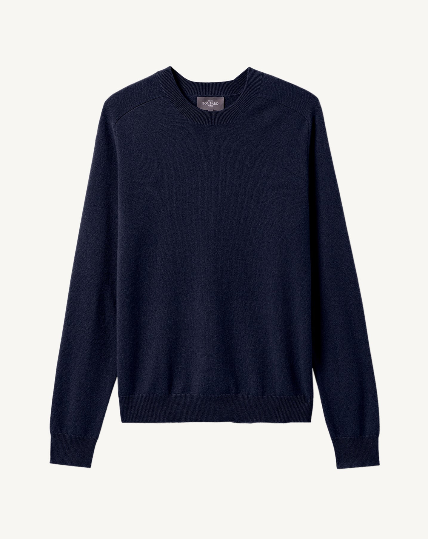 Pull col rond emmanchures marteau-BLEU NOCTURNE-100% CACHEMIRE