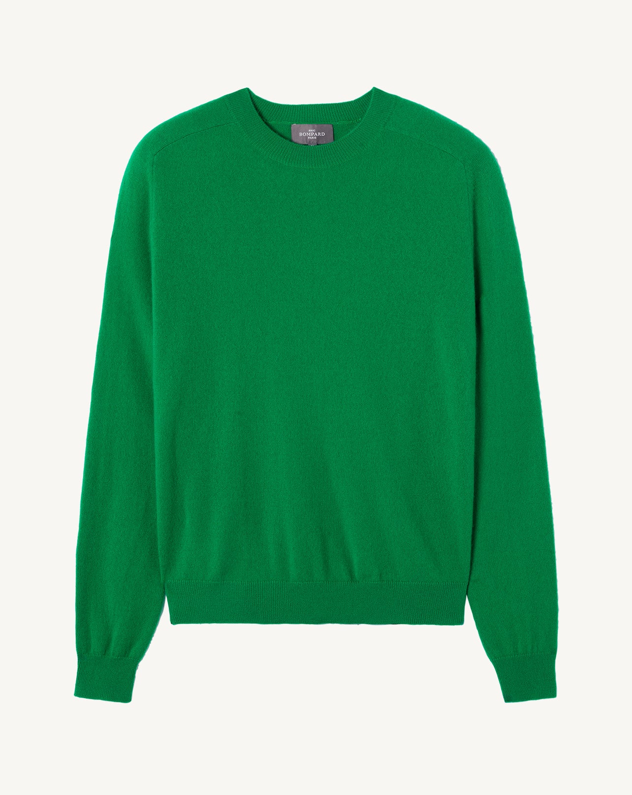 Pull col rond manches marteau-VERT CAROUBY-100% cachemire