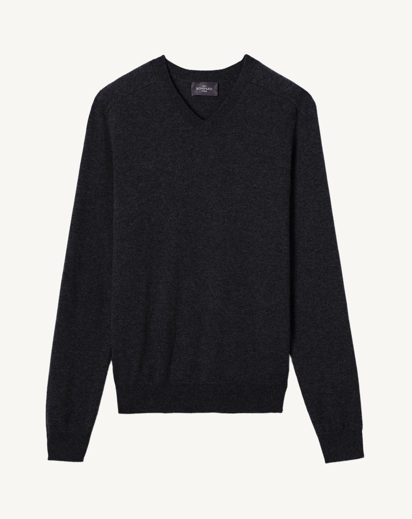 Pull V emmanchures marteau-NOIR-100% CACHEMIRE