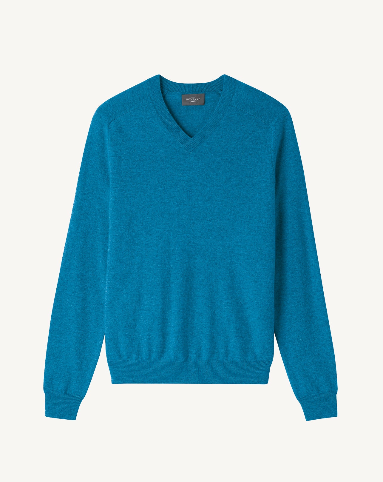 Pull V manches marteau-BLEU PAON-100% cachemire