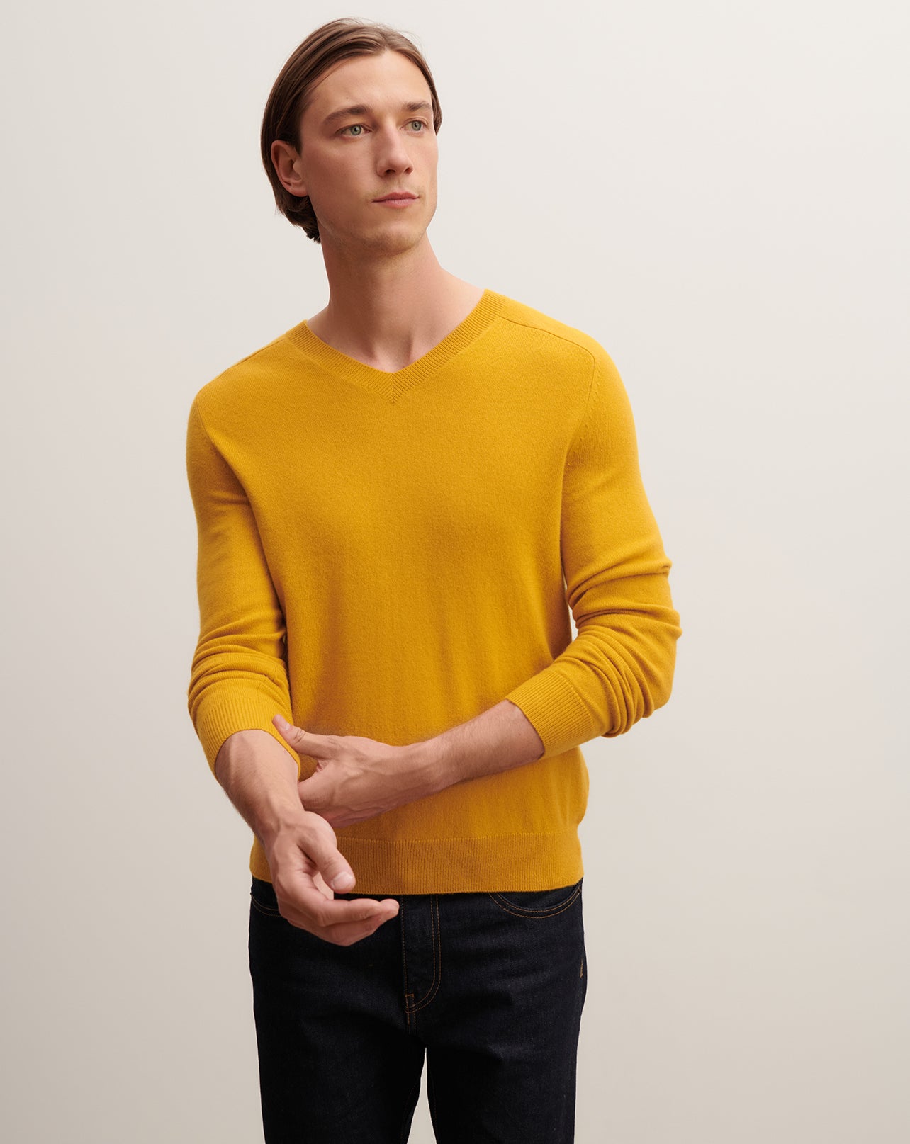 Pull V manches marteau-GINKGO-100% cachemire