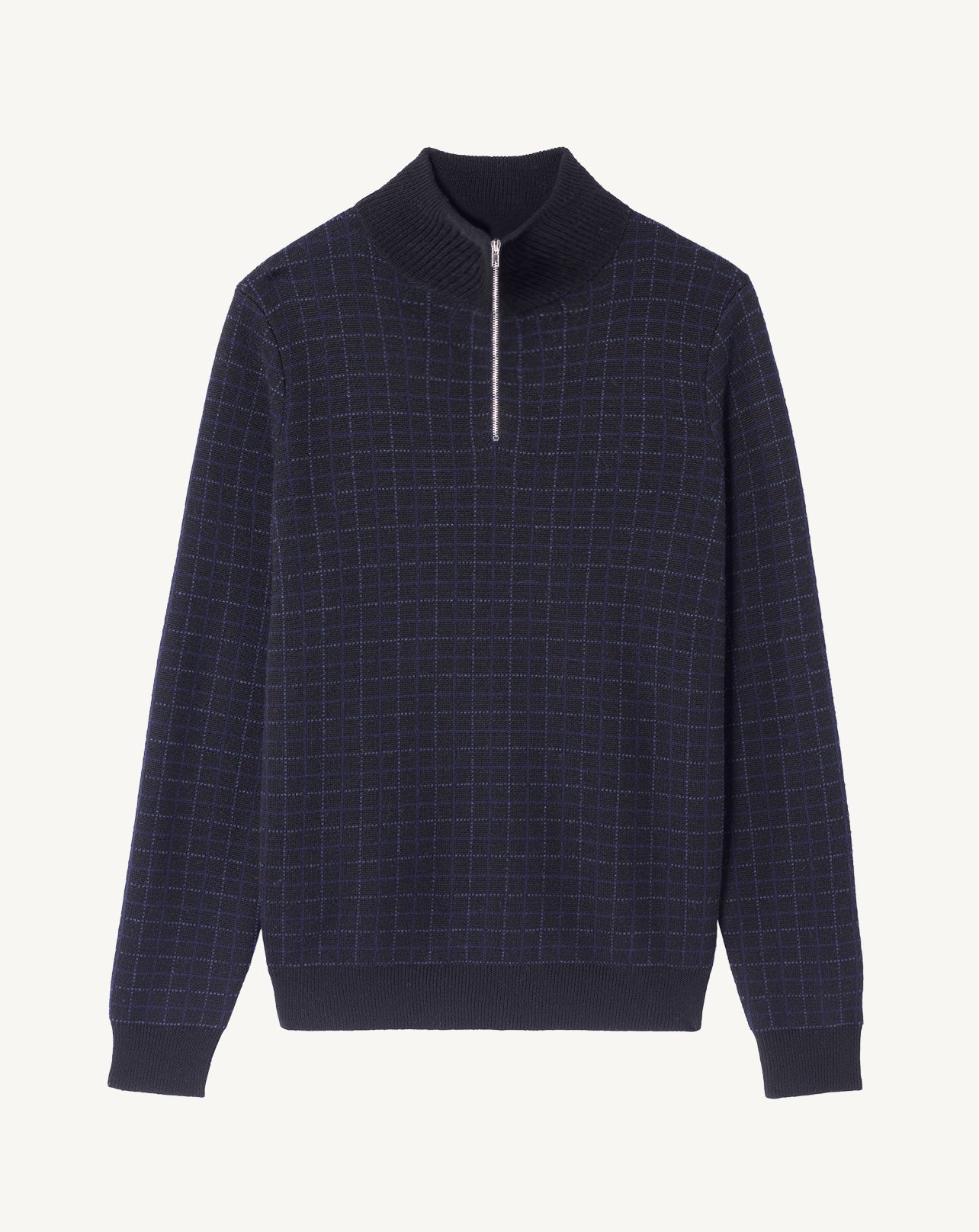 Pull camionneur tartan-NOIR/MARINE-100% laine