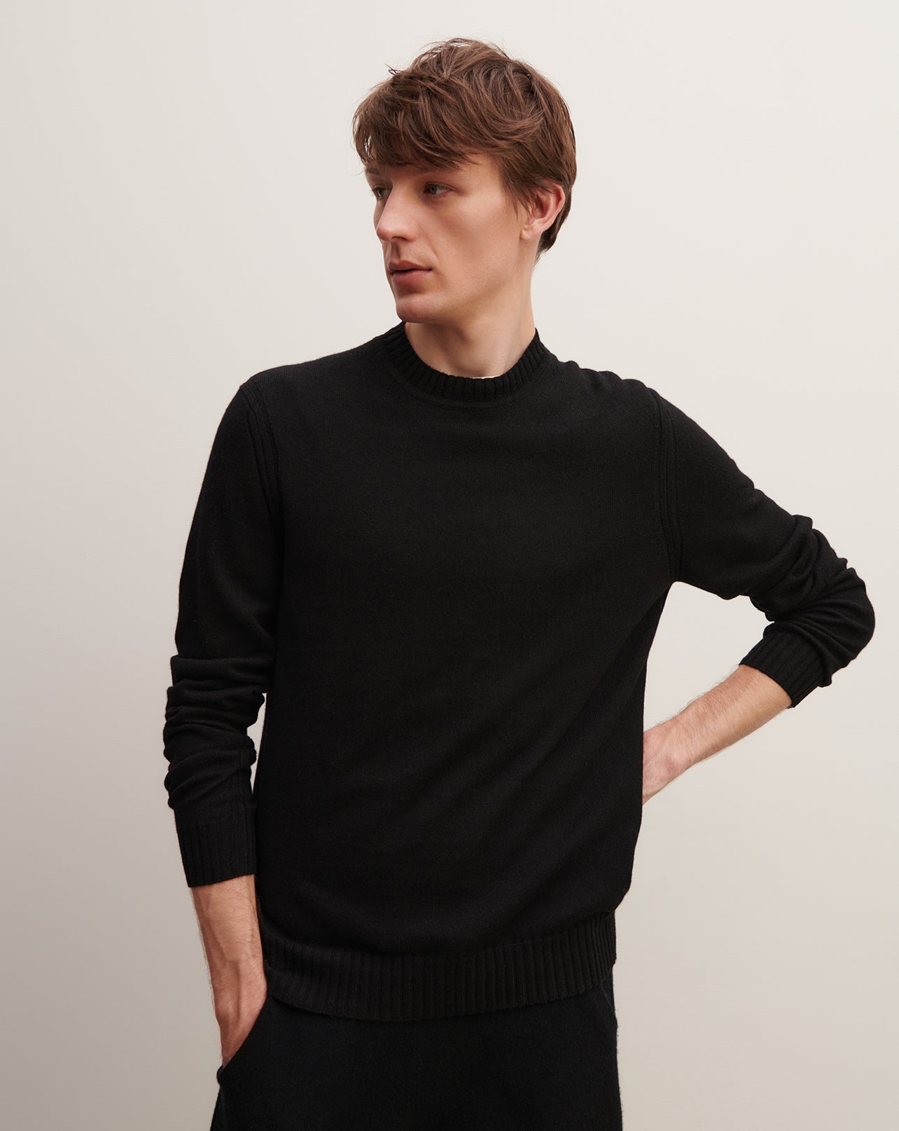 Pull col rond-NOIR-70% cachemire 30% soie