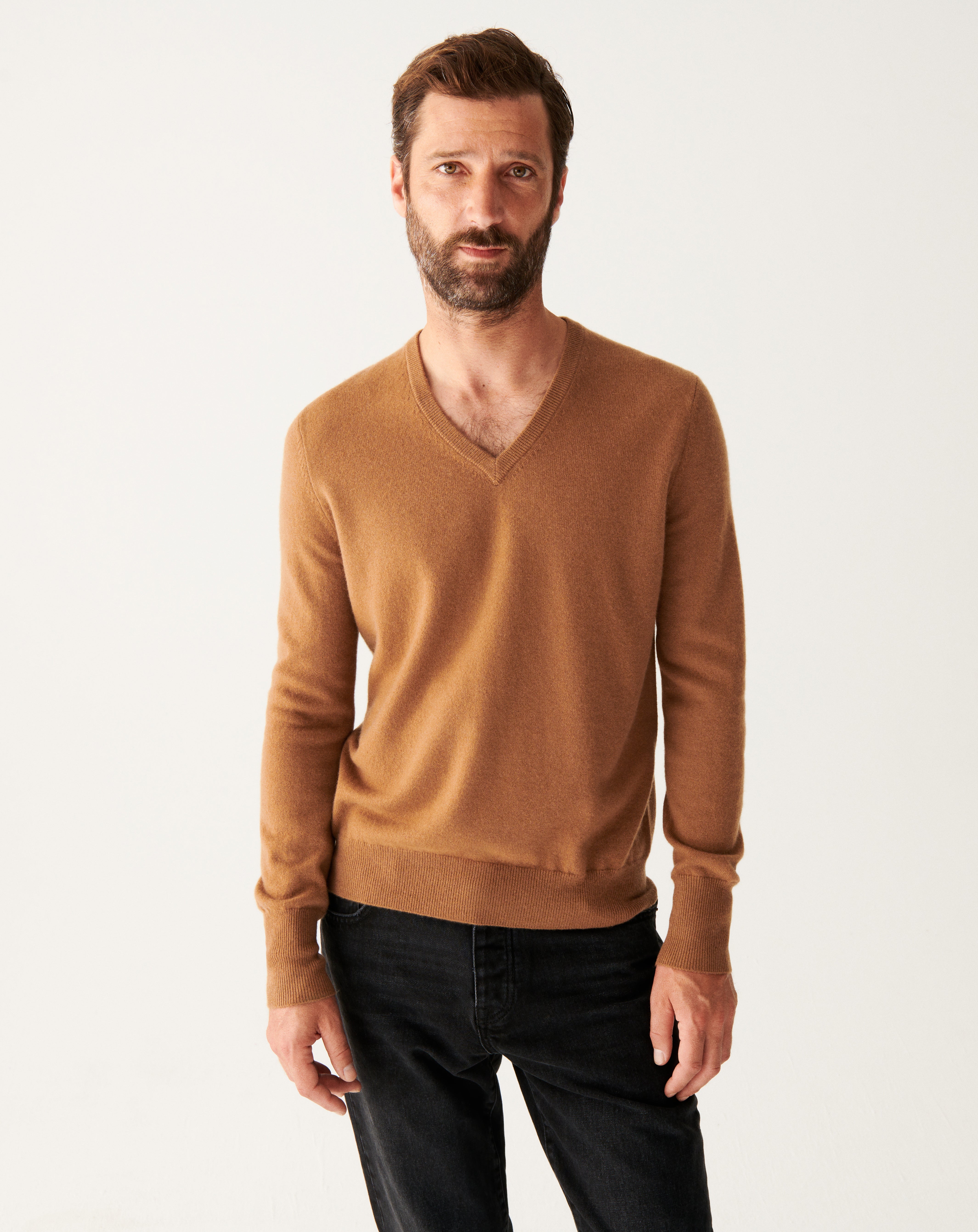 Pull V classique-VICUNA-100% CACHEMIRE