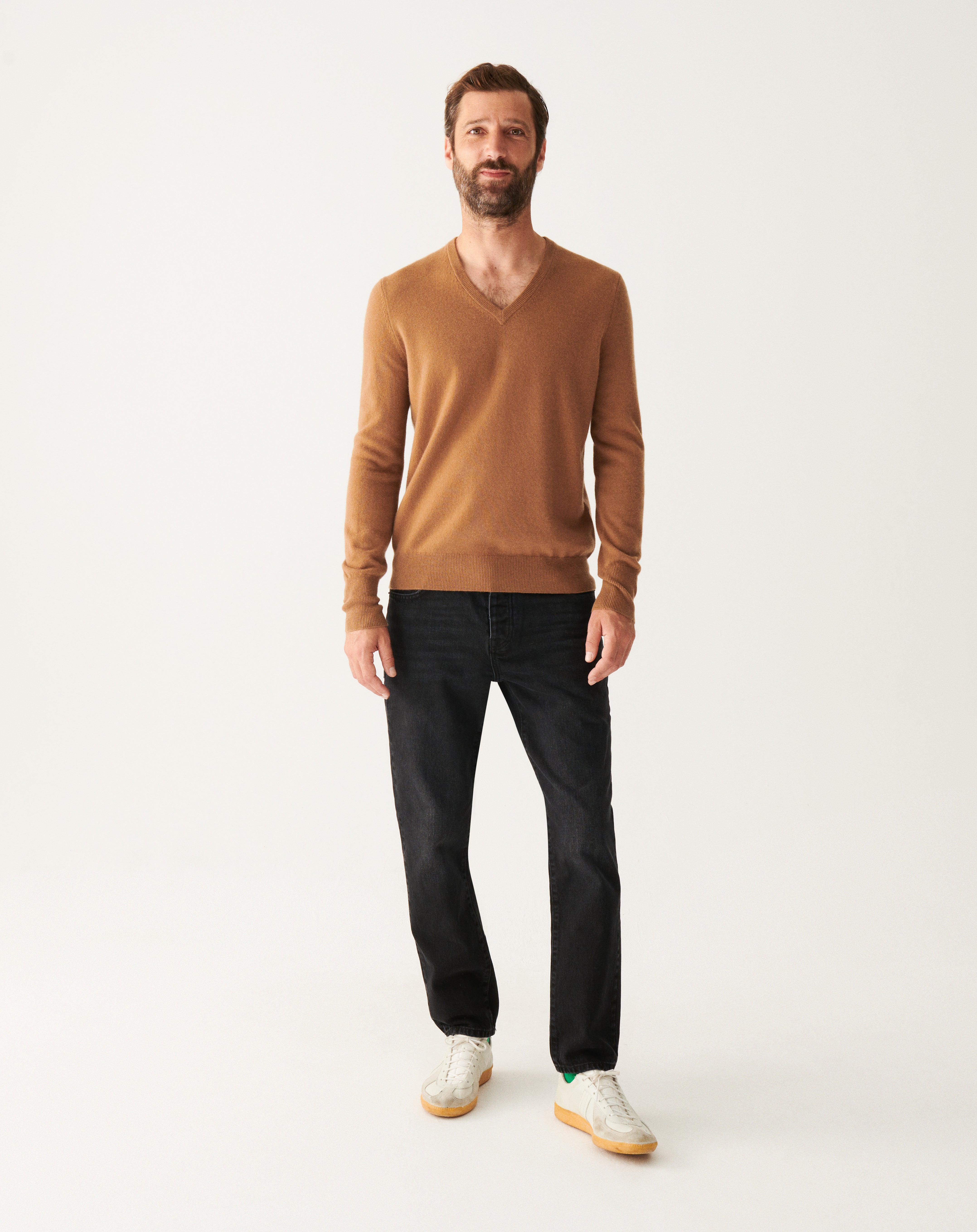 Pull V classique-VICUNA-100% CACHEMIRE