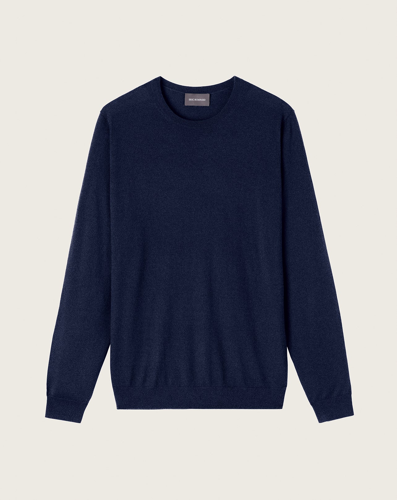 Pull col rond ultrafin-BLEU NOCTURNE-100% CACHEMIRE