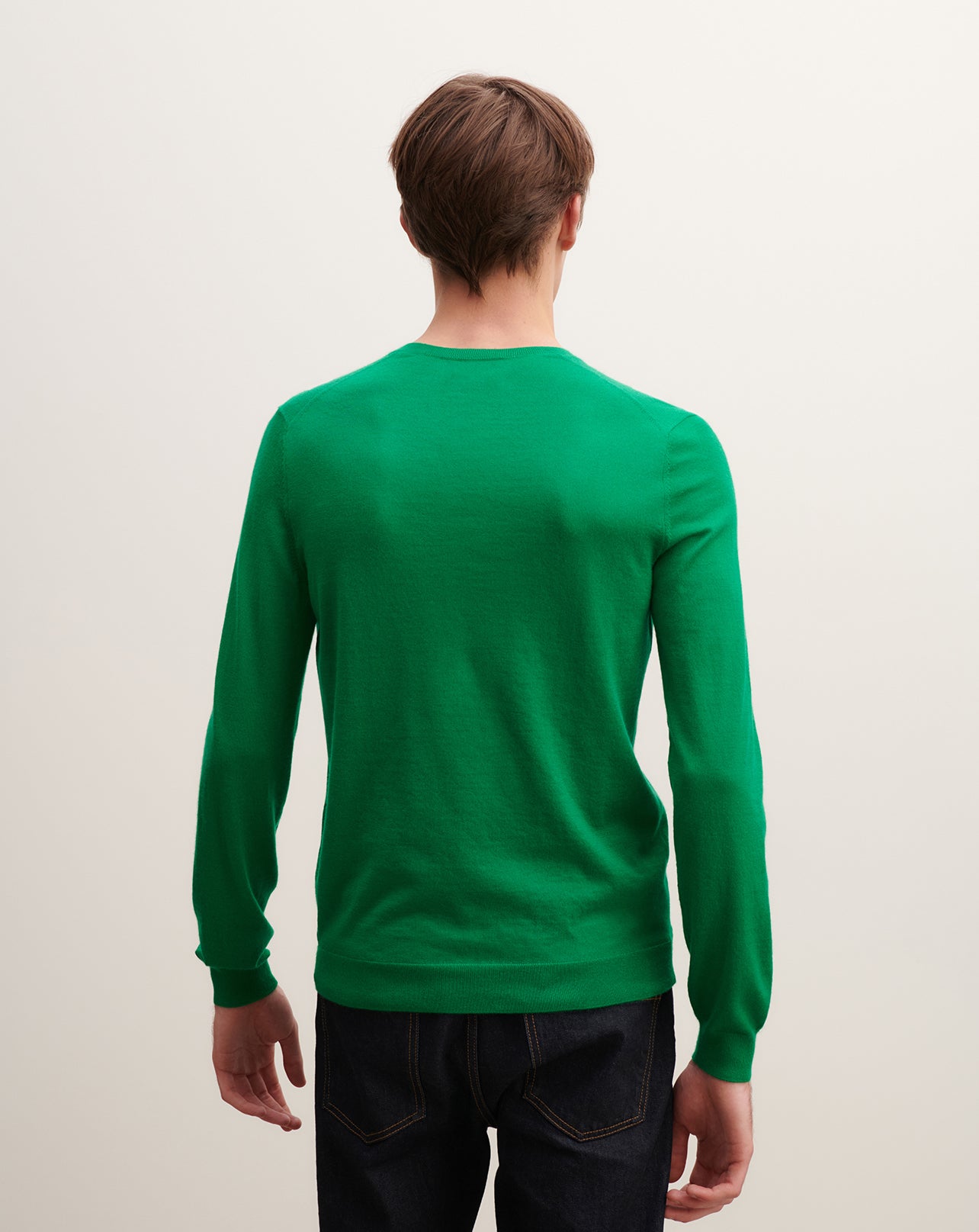 Pull col rond ultrafin-VERT CAROUBY-100% cachemire