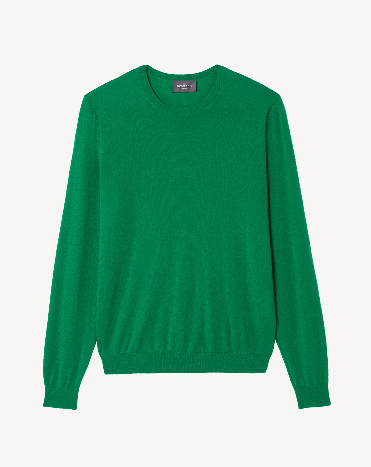 Pull col rond ultrafin-VERT CAROUBY-100% cachemire