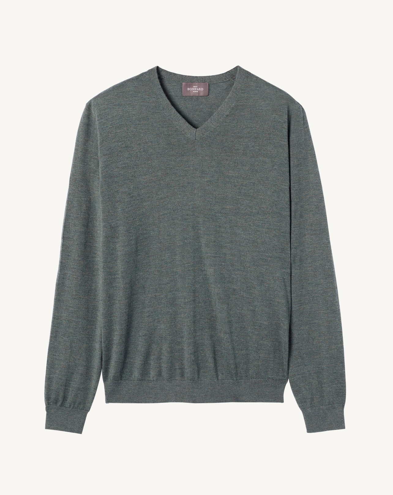 Pull col V ultrafin-VERT RIVAGE-100% cachemire