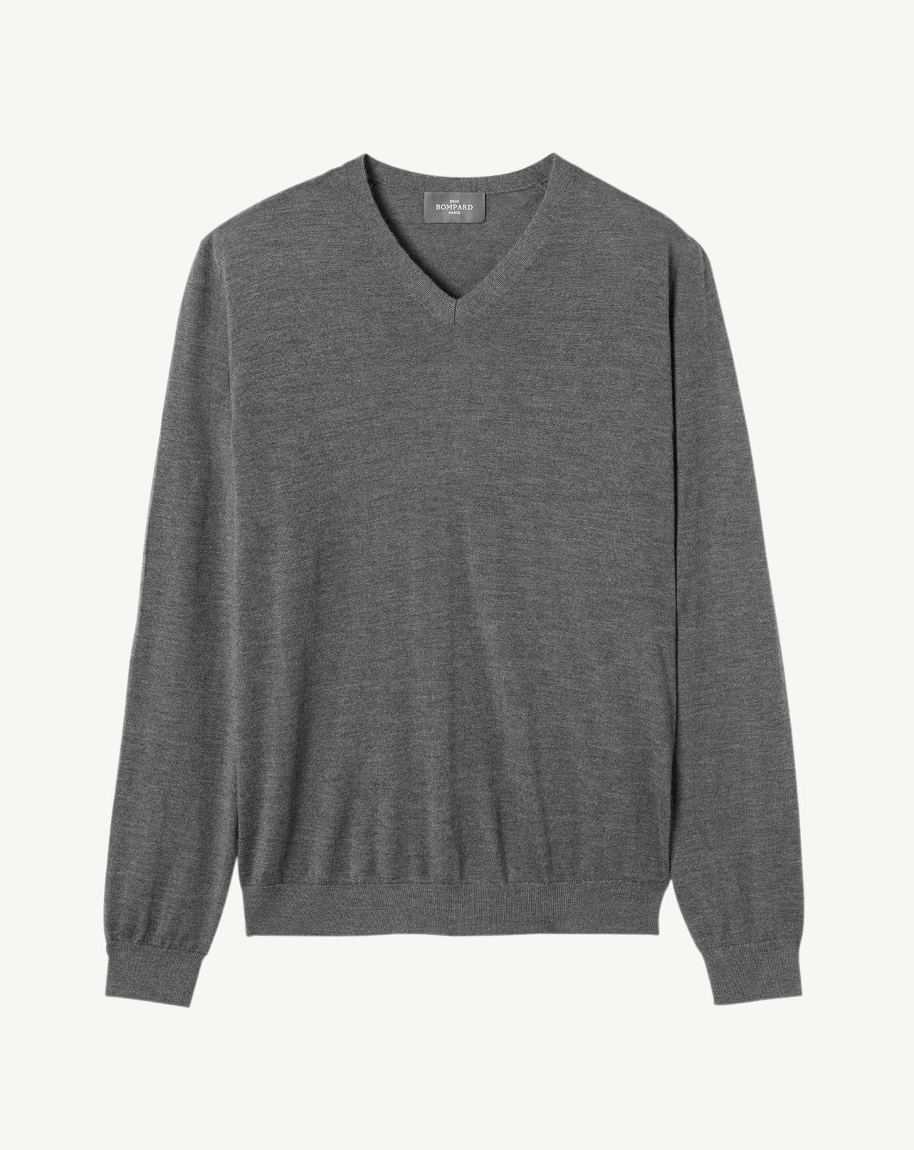 Pull col V ultrafin-GRIS METEORITE-100% cachemire