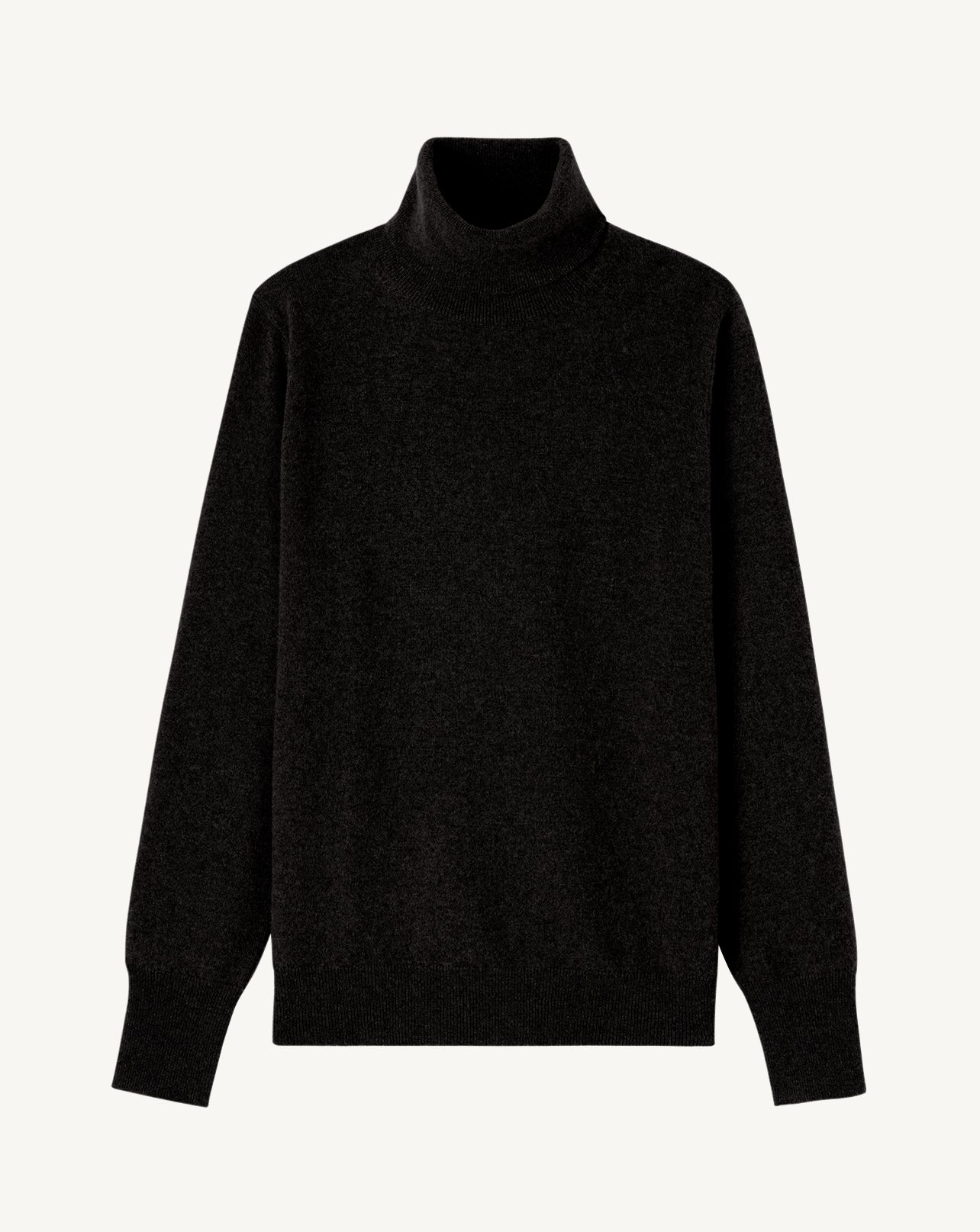 Pull col roulé classique-NOIR-100% cachemire