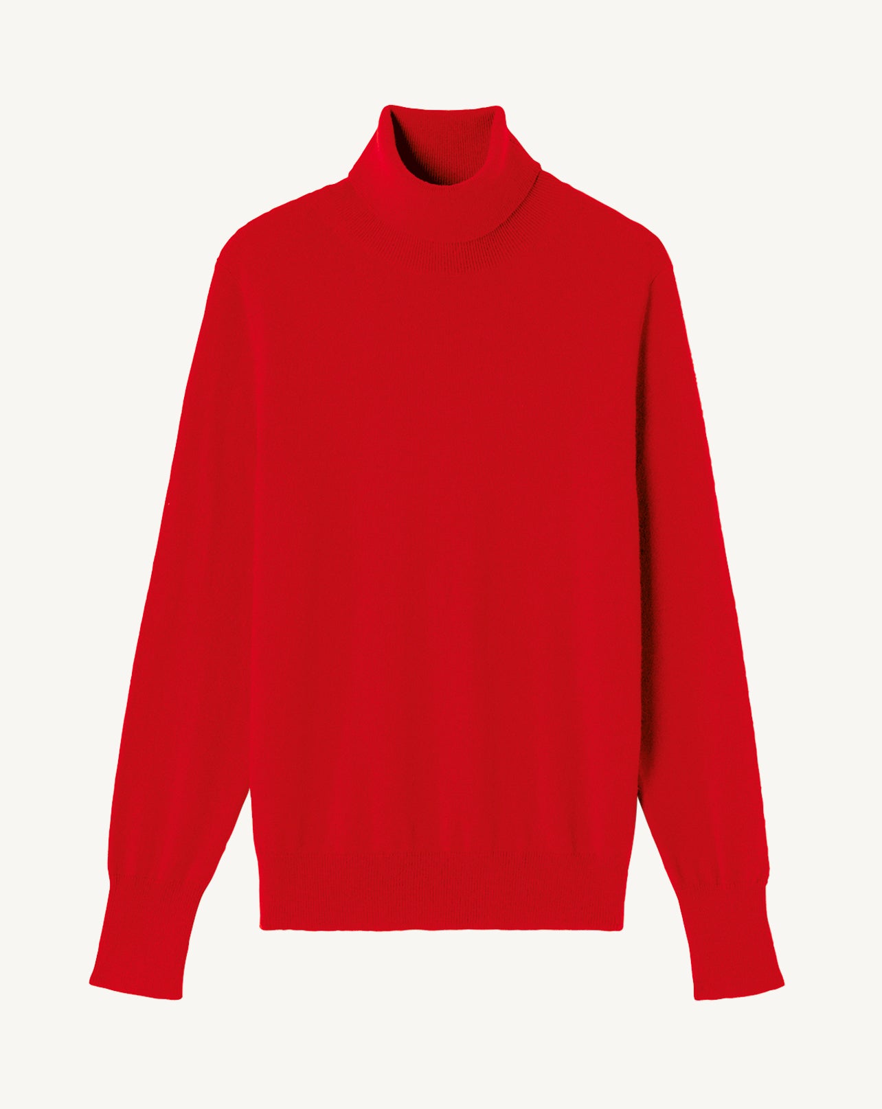 Pull col roulé classique-ROUGE GORGE-100% cachemire